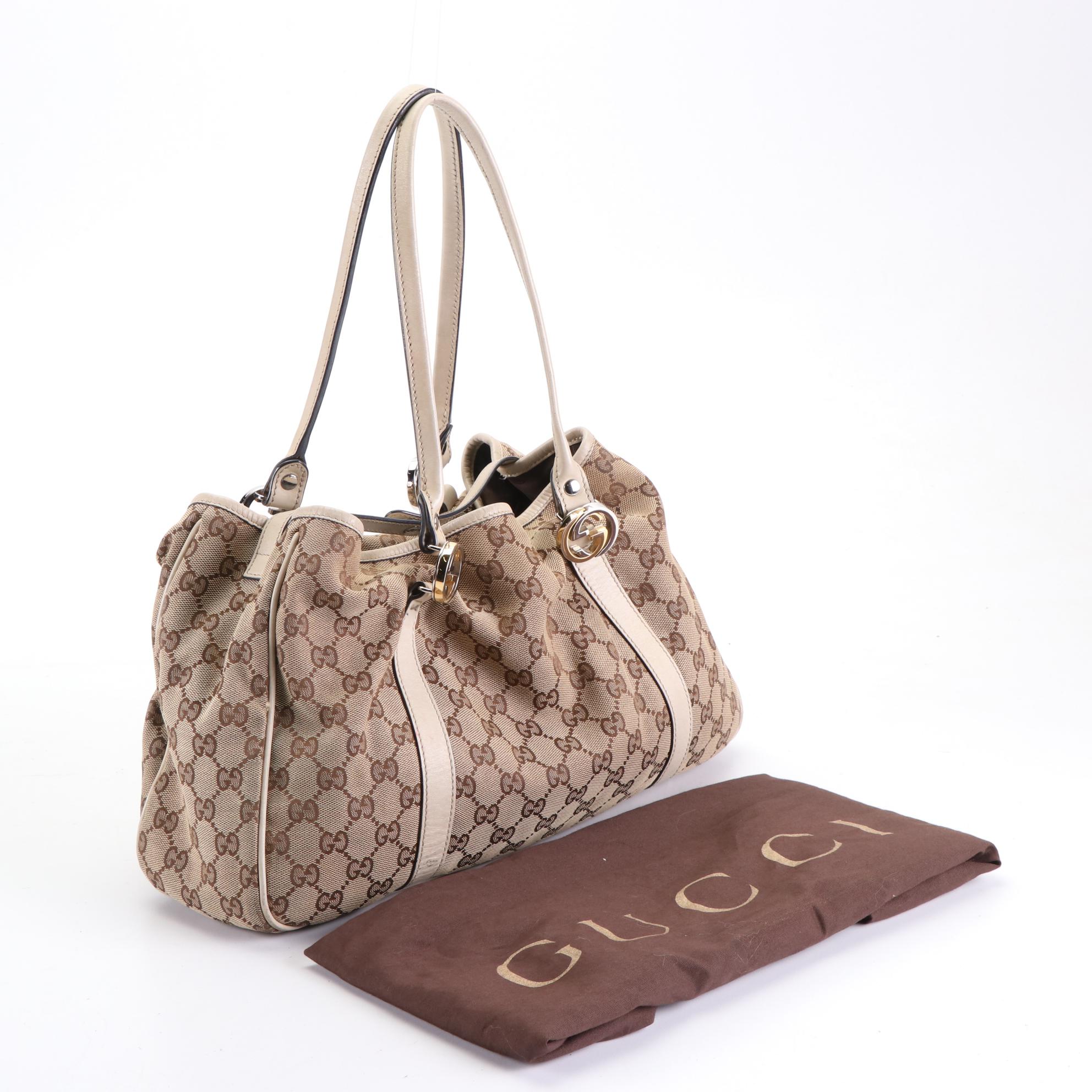 Gucci Twin GG Handbag in Monogram Canvas and Leather