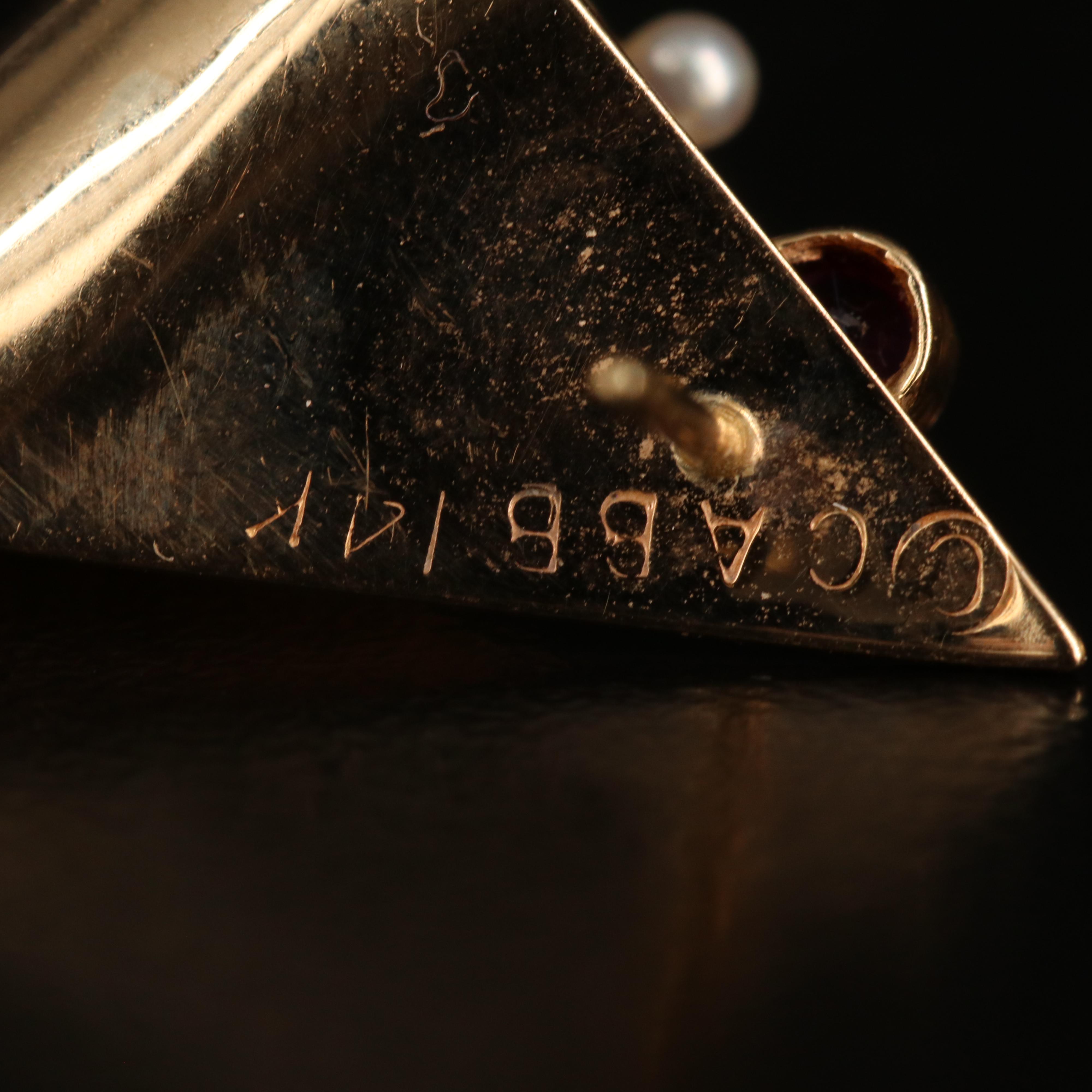 14K Ruby and Seed Pearl Earrings