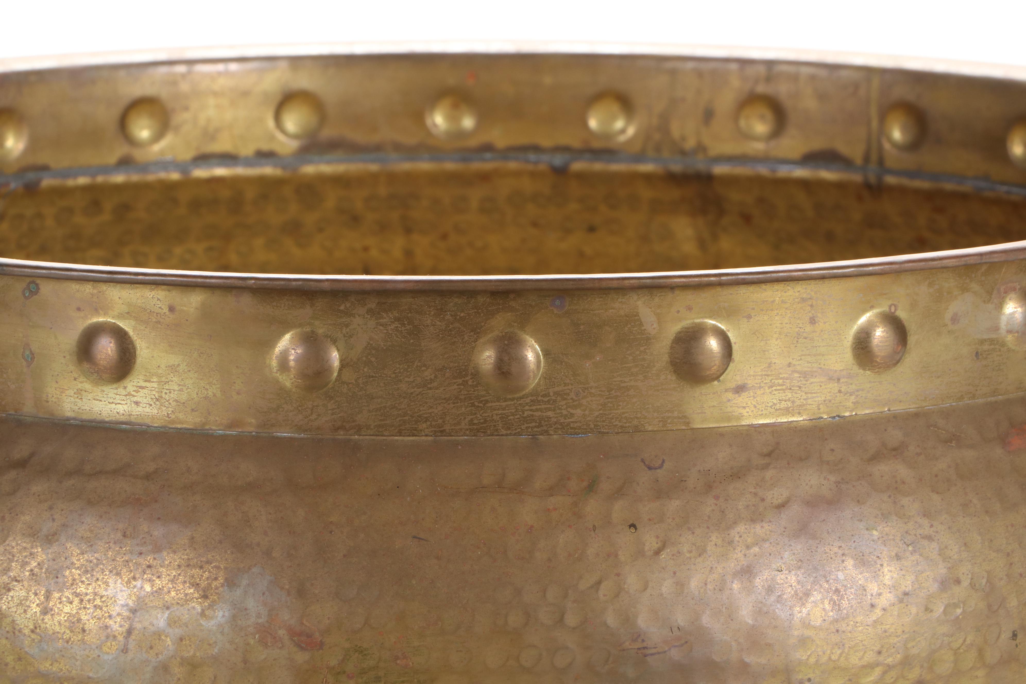 Hammered Brass Floor Planter