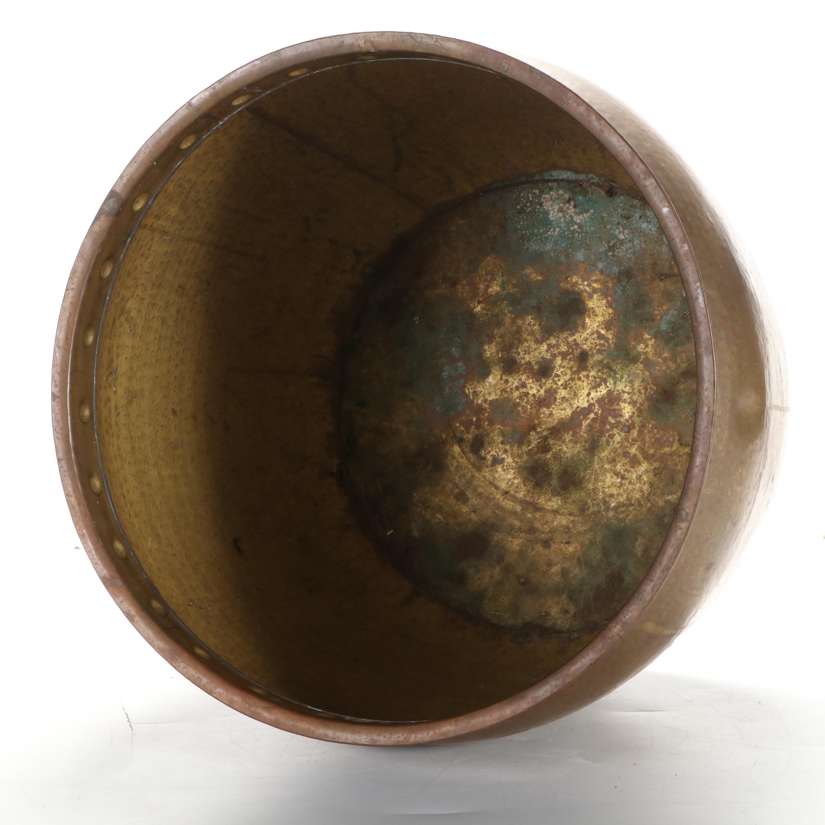 Hammered Brass Floor Planter