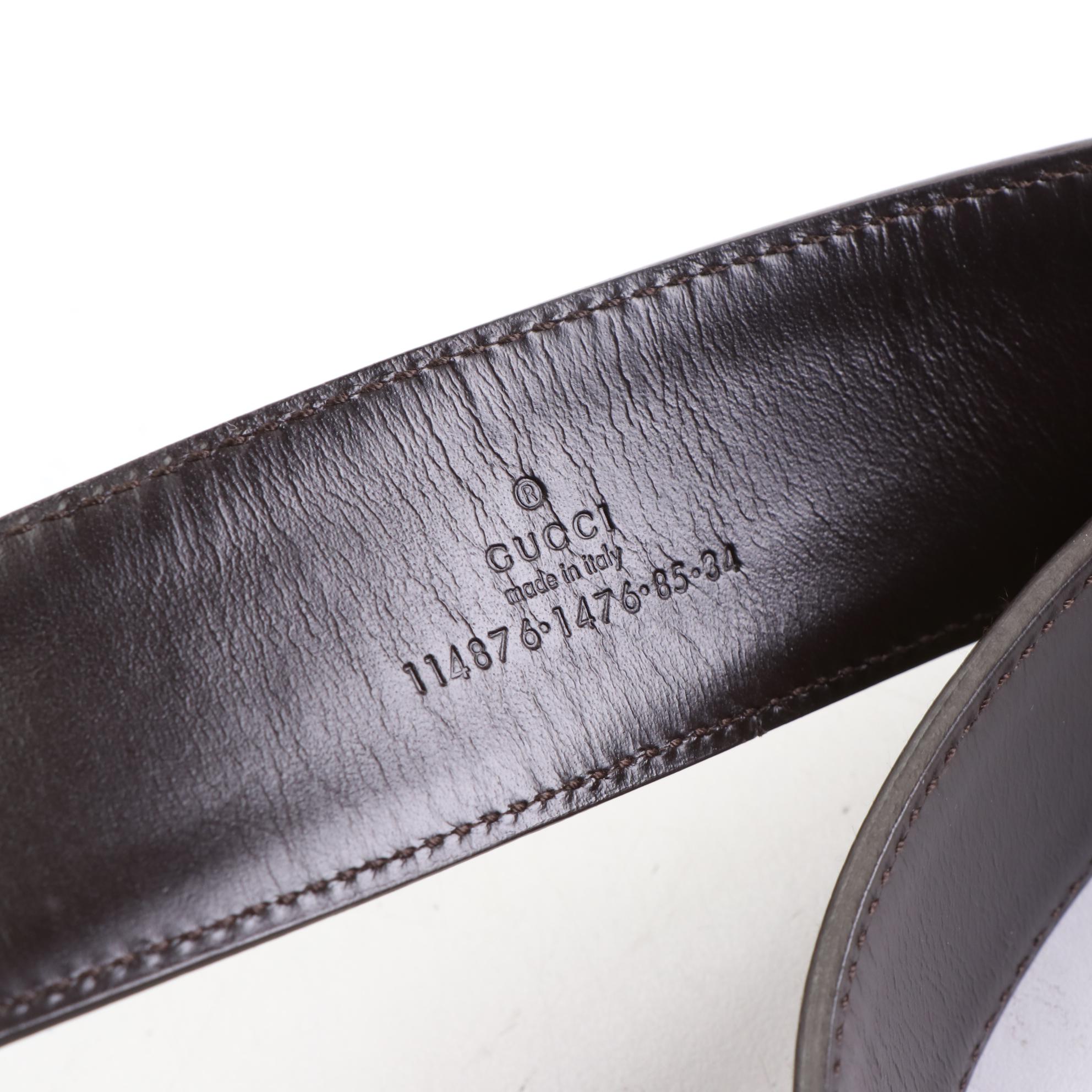 Gucci GG Belt in Monogram Canvas and Brown Leather