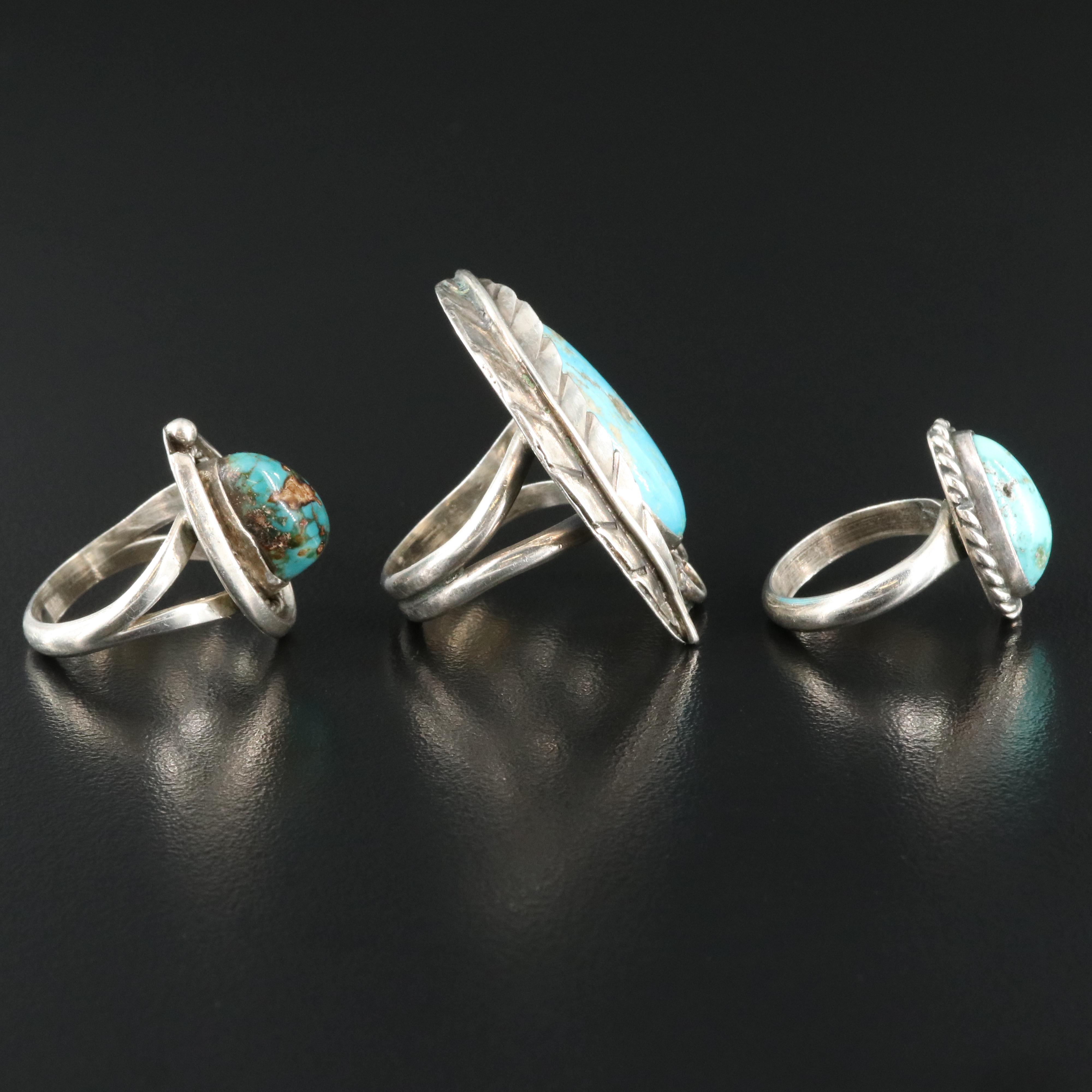 Western Style Sterling Turquoise Ring with Music Box