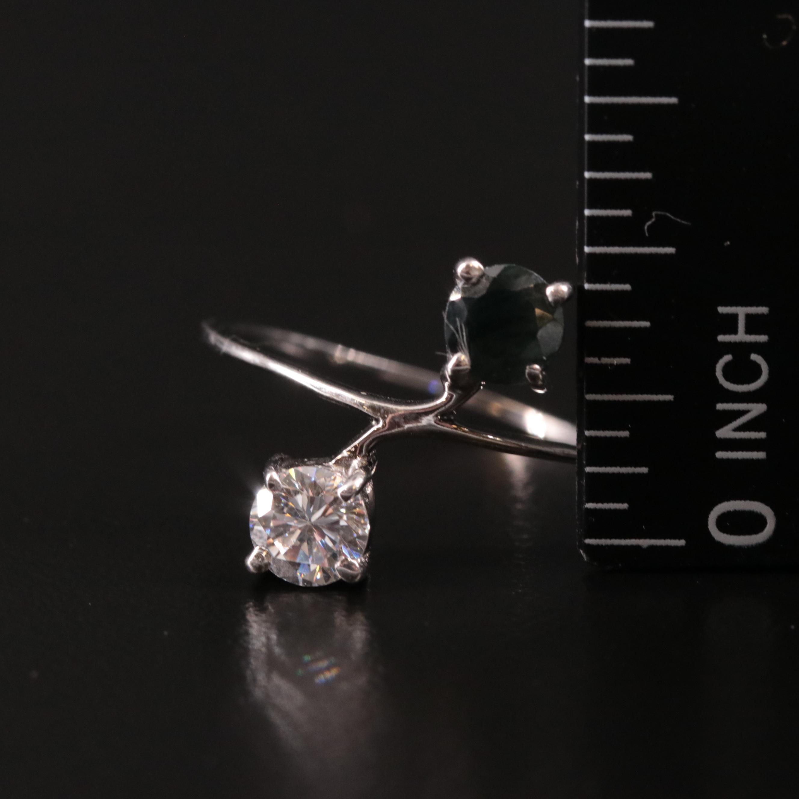 Sterling Sapphire and Cubic Zirconia Toi et Moi Ring