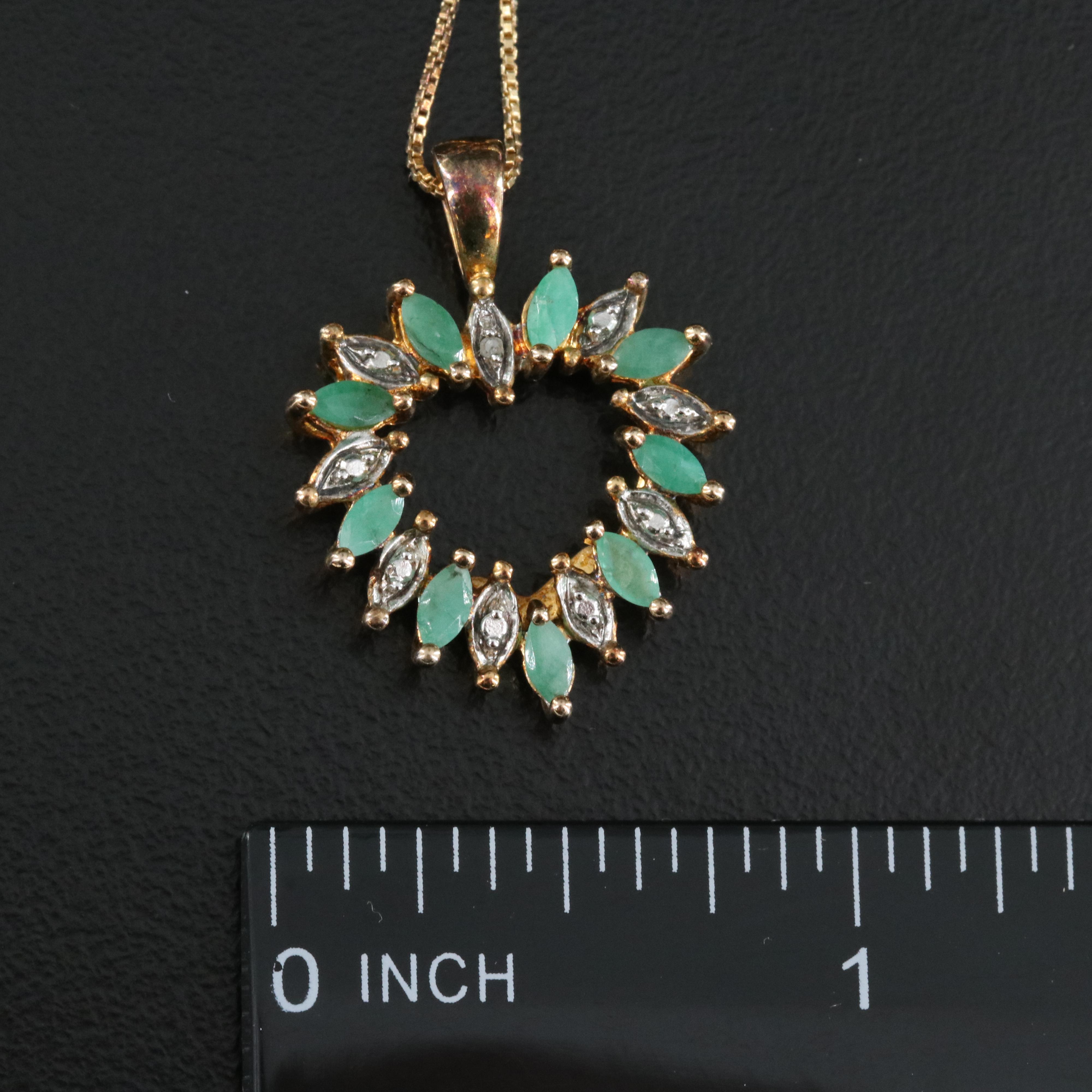 Sterling Heart Necklace Including Diamond, Emerald, Necklaces and Trinket Box