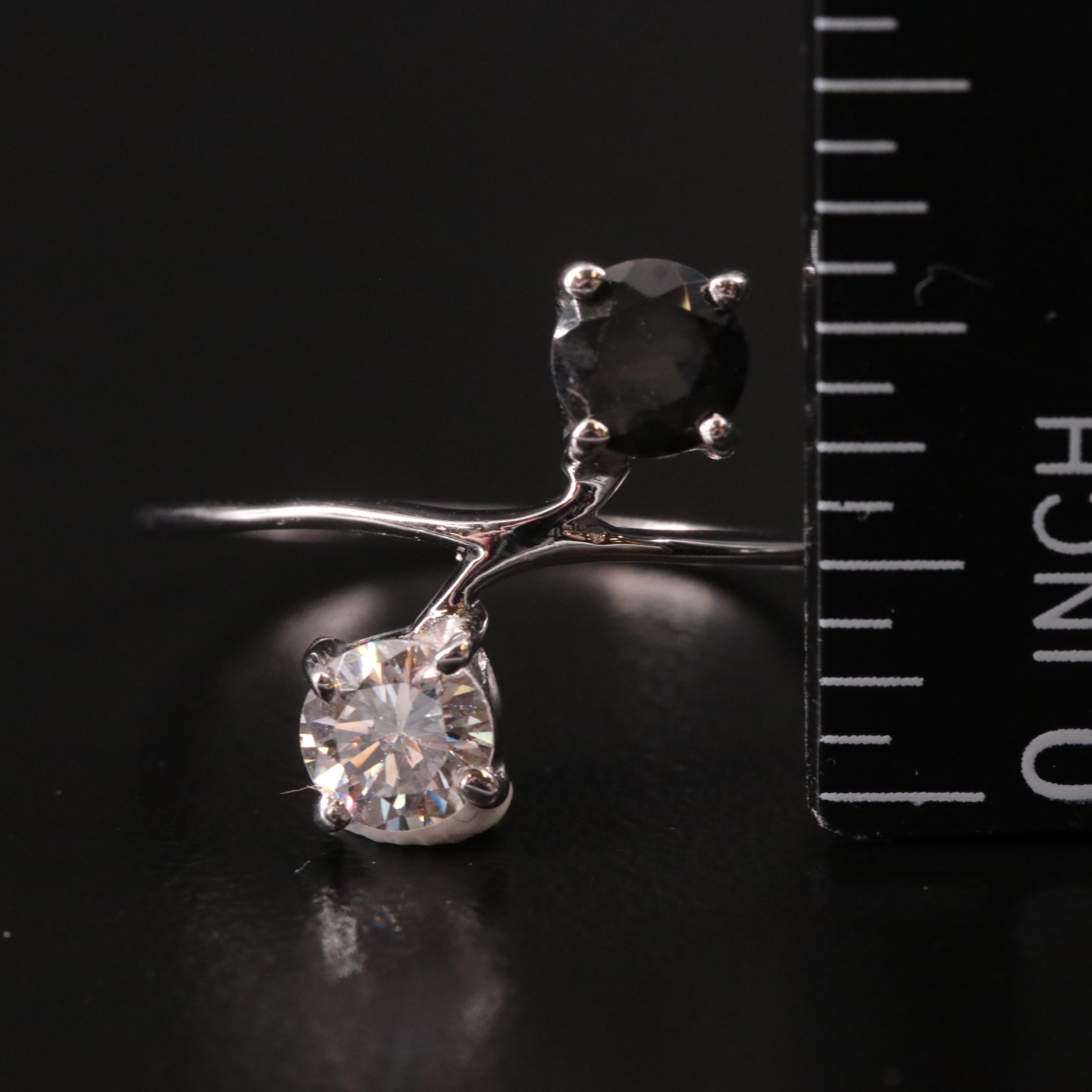 Sterling Sapphire and  Cubic Zirconia Toi ET Moi Ring