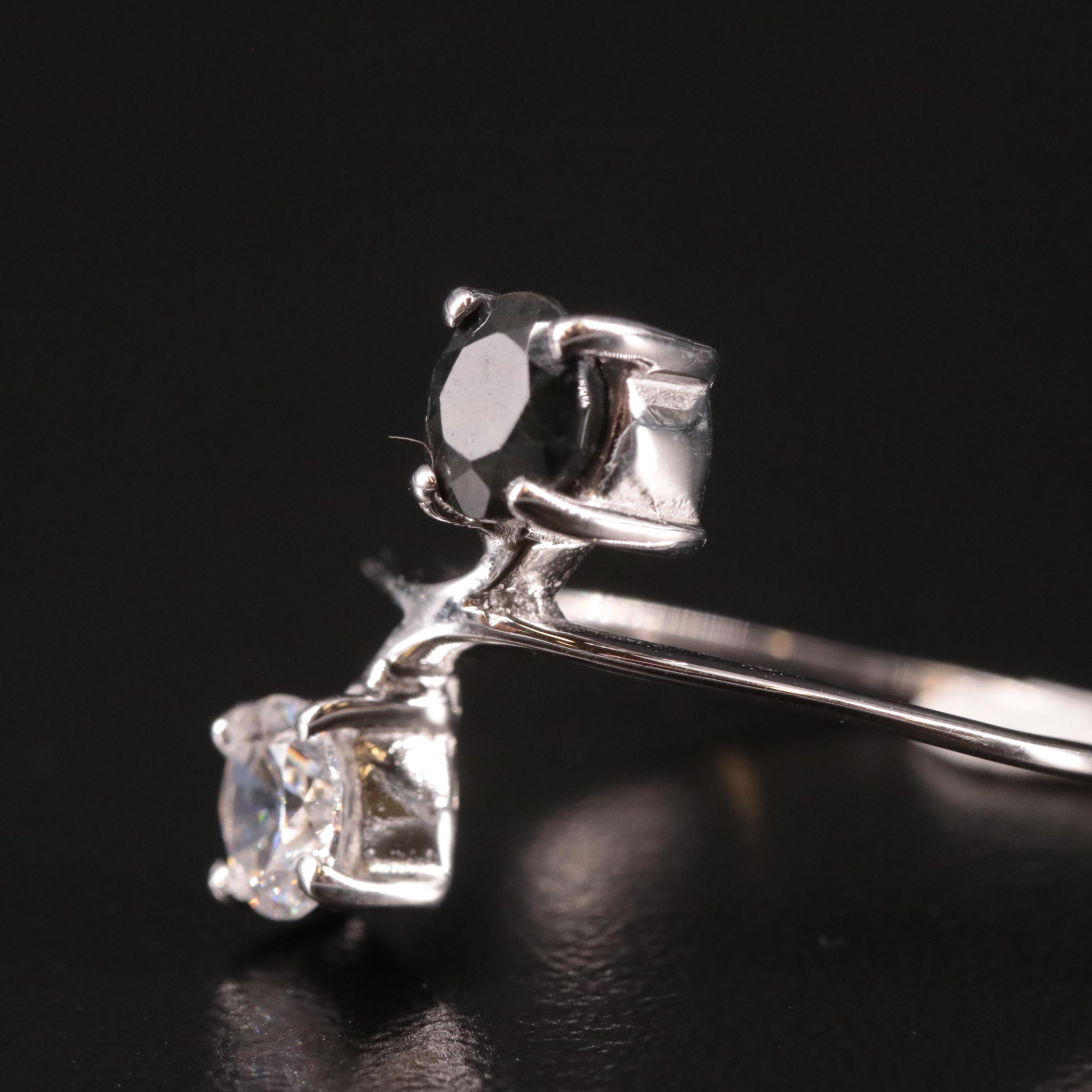 Sterling Sapphire and  Cubic Zirconia Toi ET Moi Ring