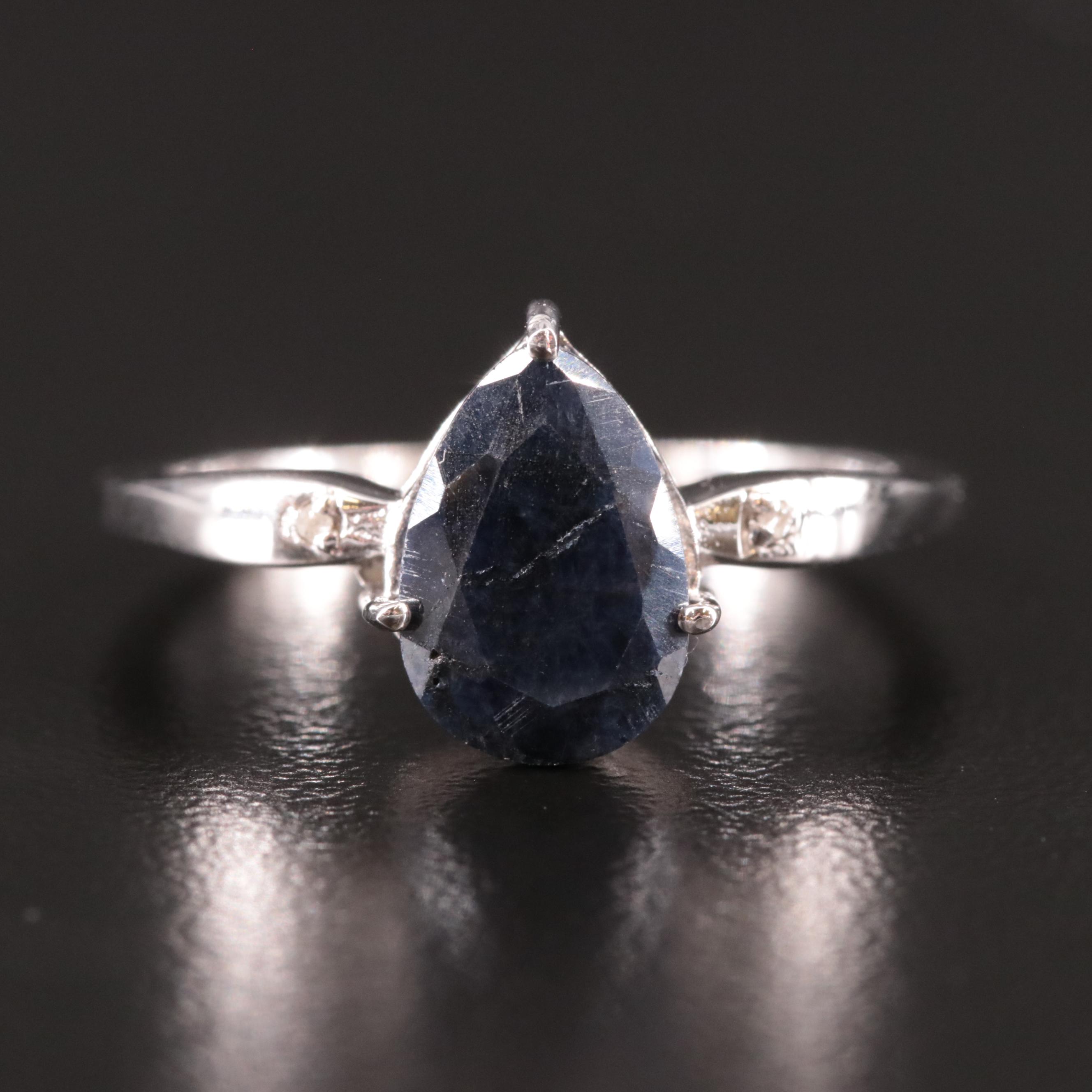 Sterling Sapphire and Diamond Ring