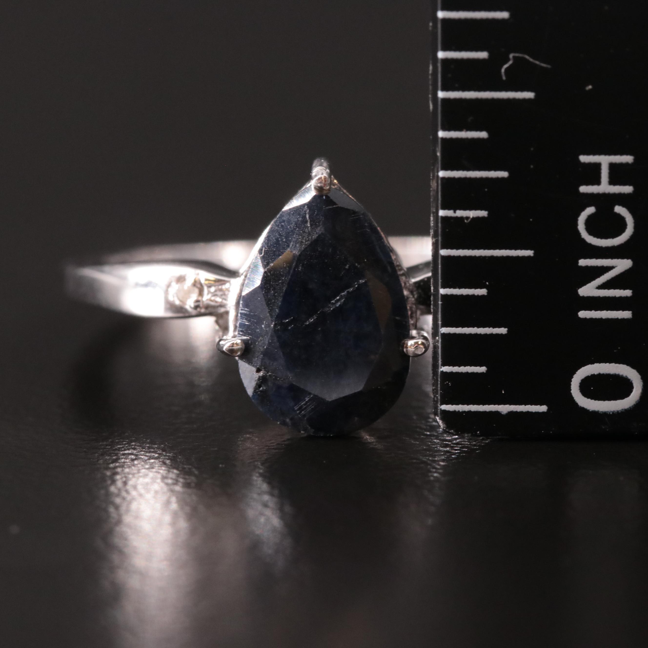 Sterling Sapphire and Diamond Ring