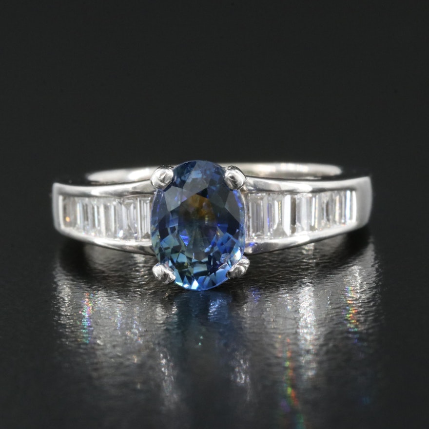 14K 1.28 CT Sapphire and Diamond Ring
