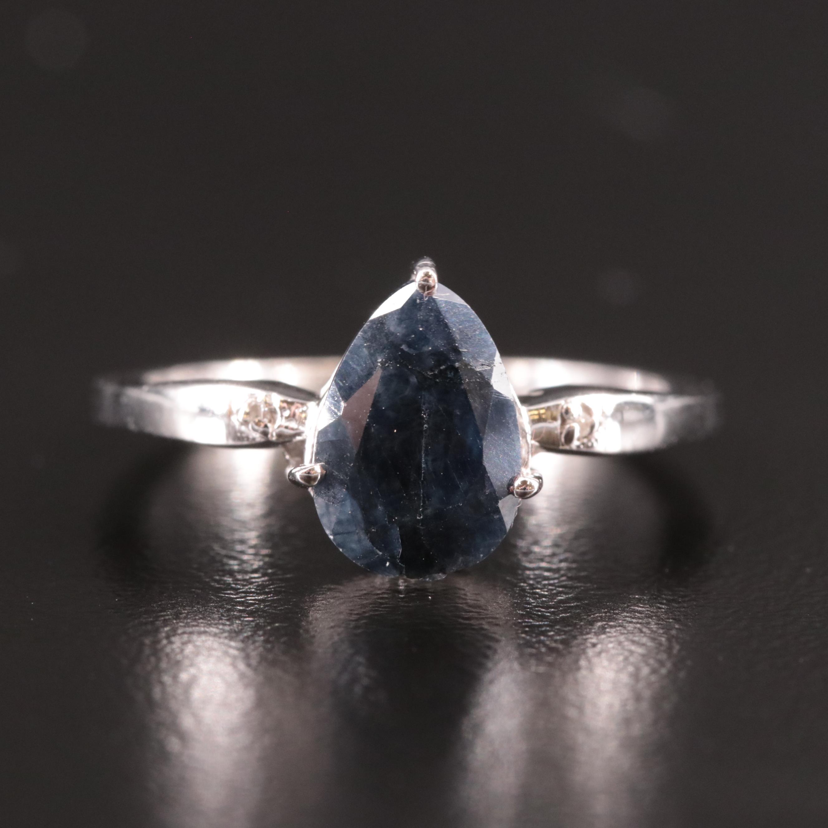 Sterling Sapphire and Diamond Ring