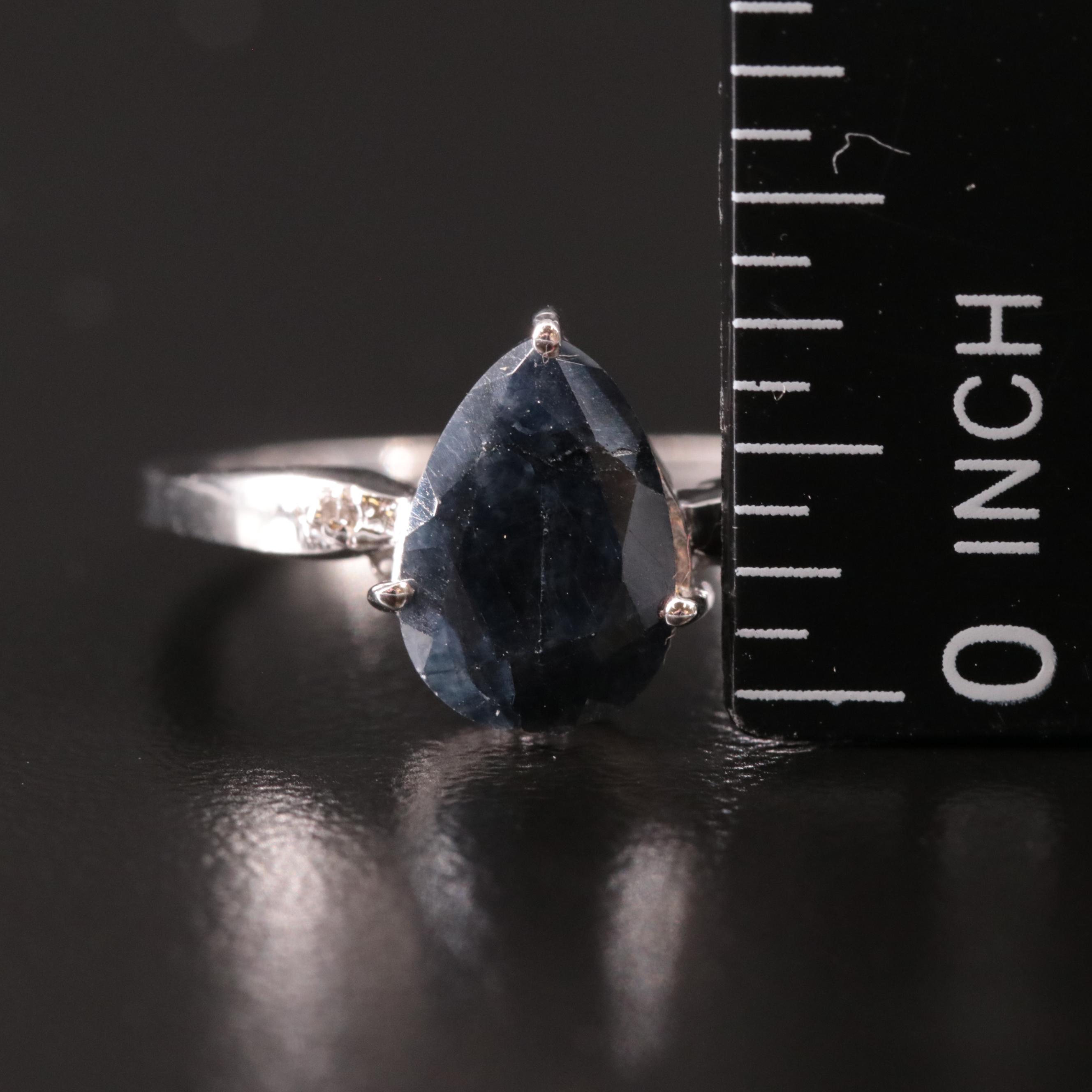 Sterling Sapphire and Diamond Ring
