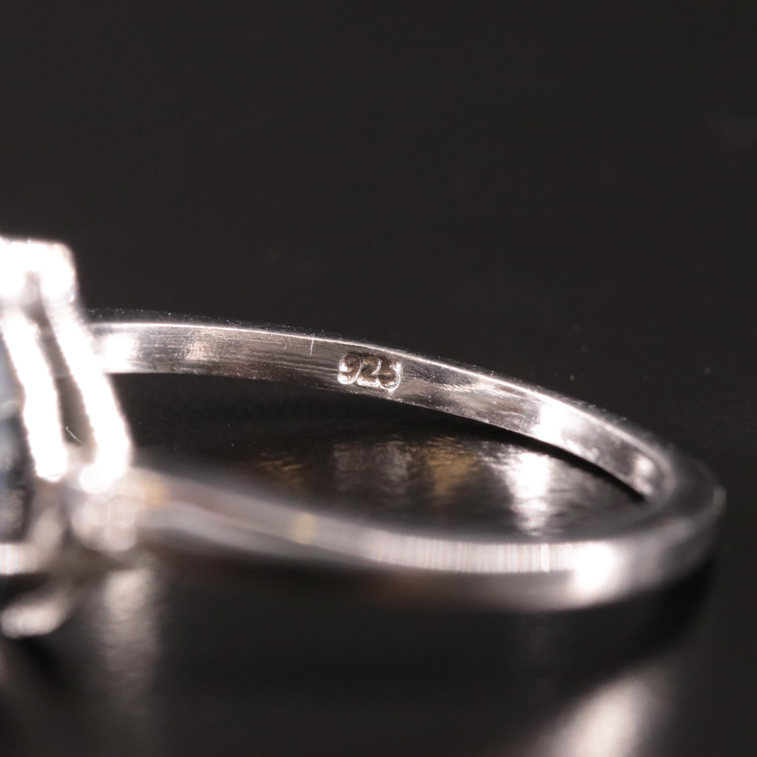 Sterling Sapphire and Diamond Ring