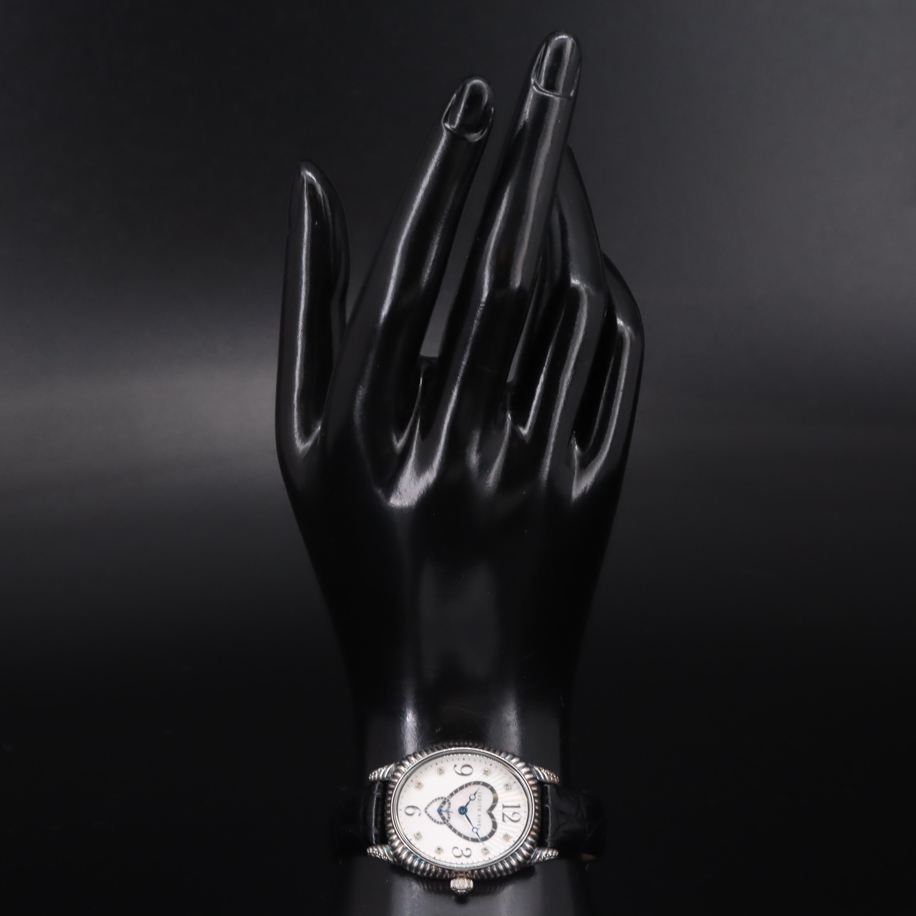 Judith Ripka Mother-of-Pearl Hearts Dial Sterling and Stainless Steel Watch