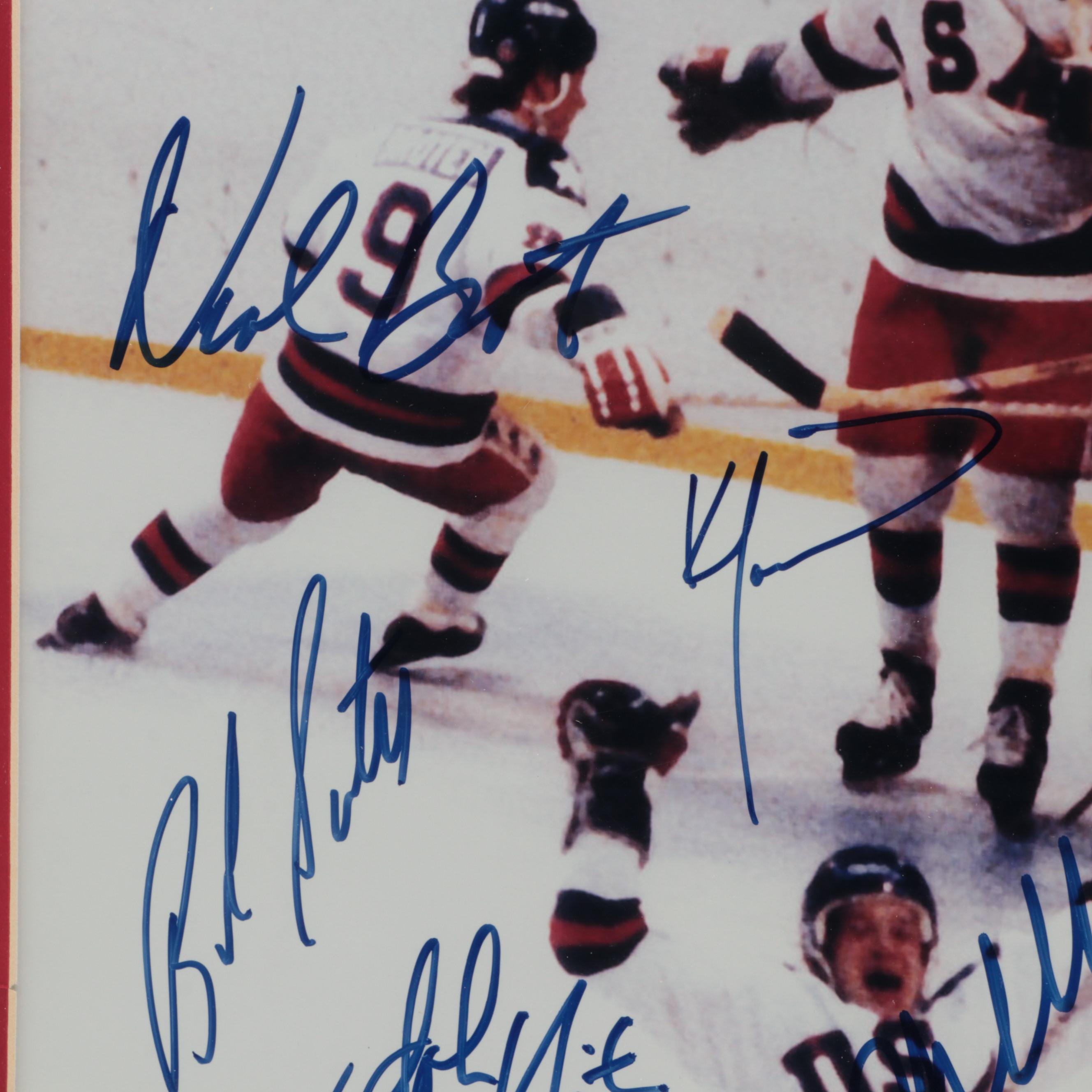 Eruzione, Brooks and More Signed 1980 Team USA Champs Hockey Giclée in Mat Frame
