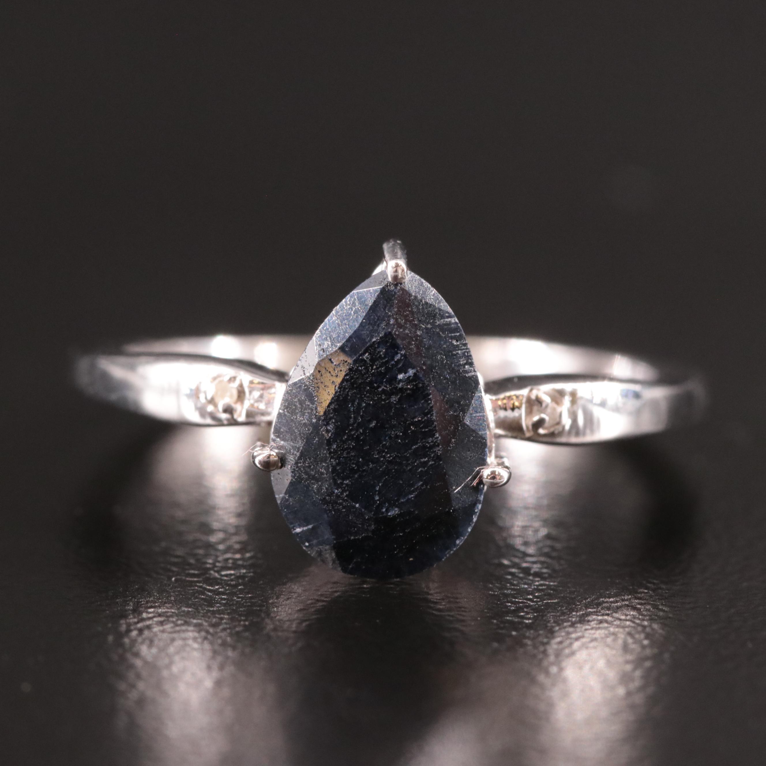 Sterling Sapphire and Diamond Ring