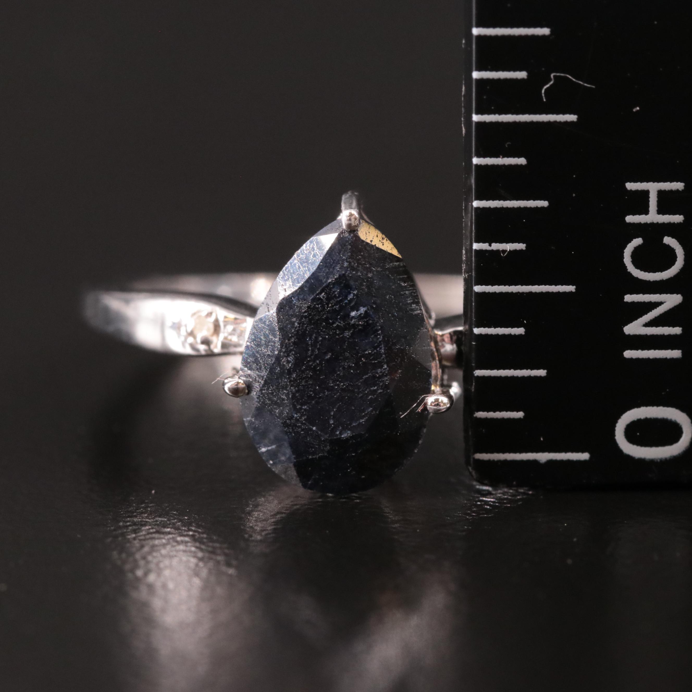 Sterling Sapphire and Diamond Ring