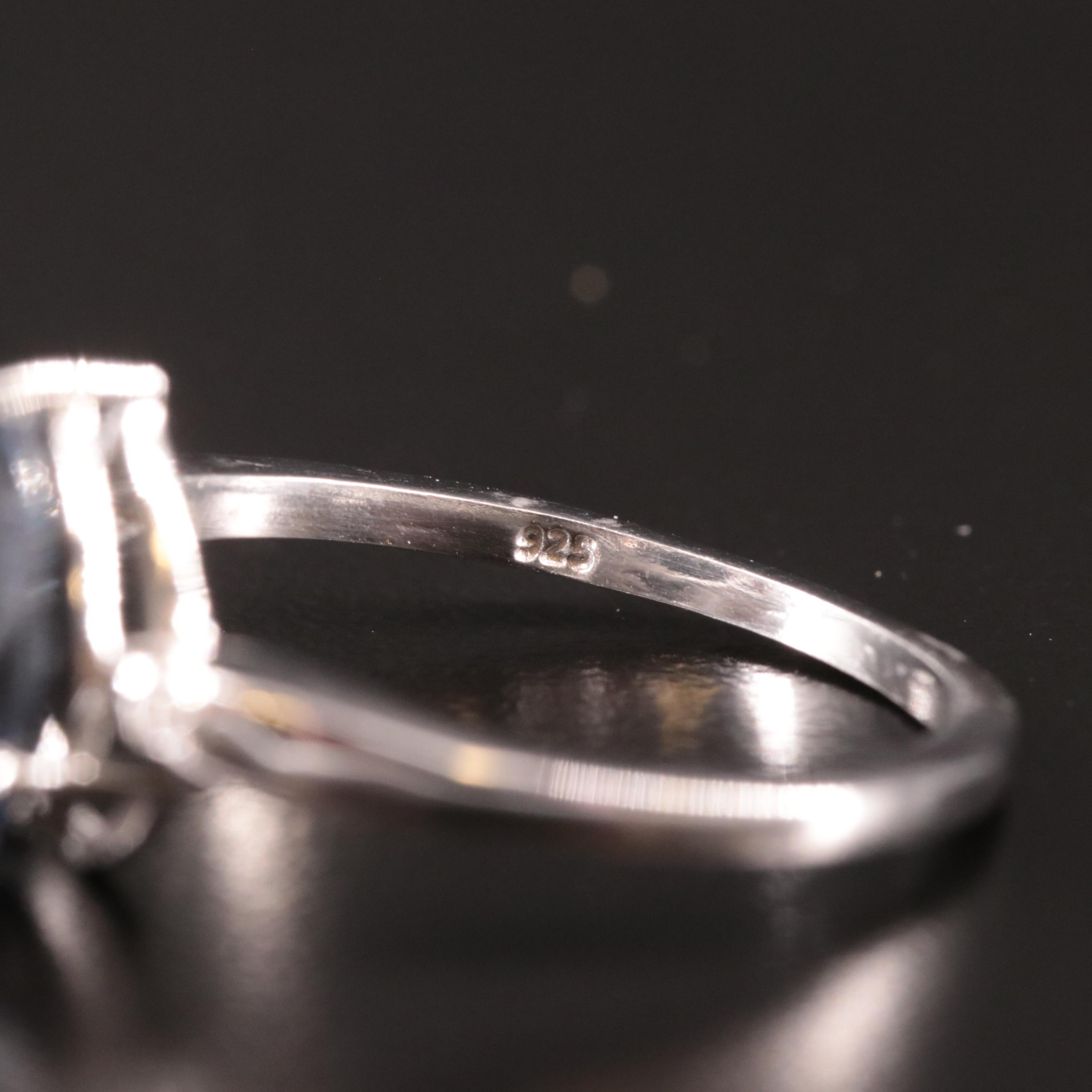 Sterling Sapphire and Diamond Ring