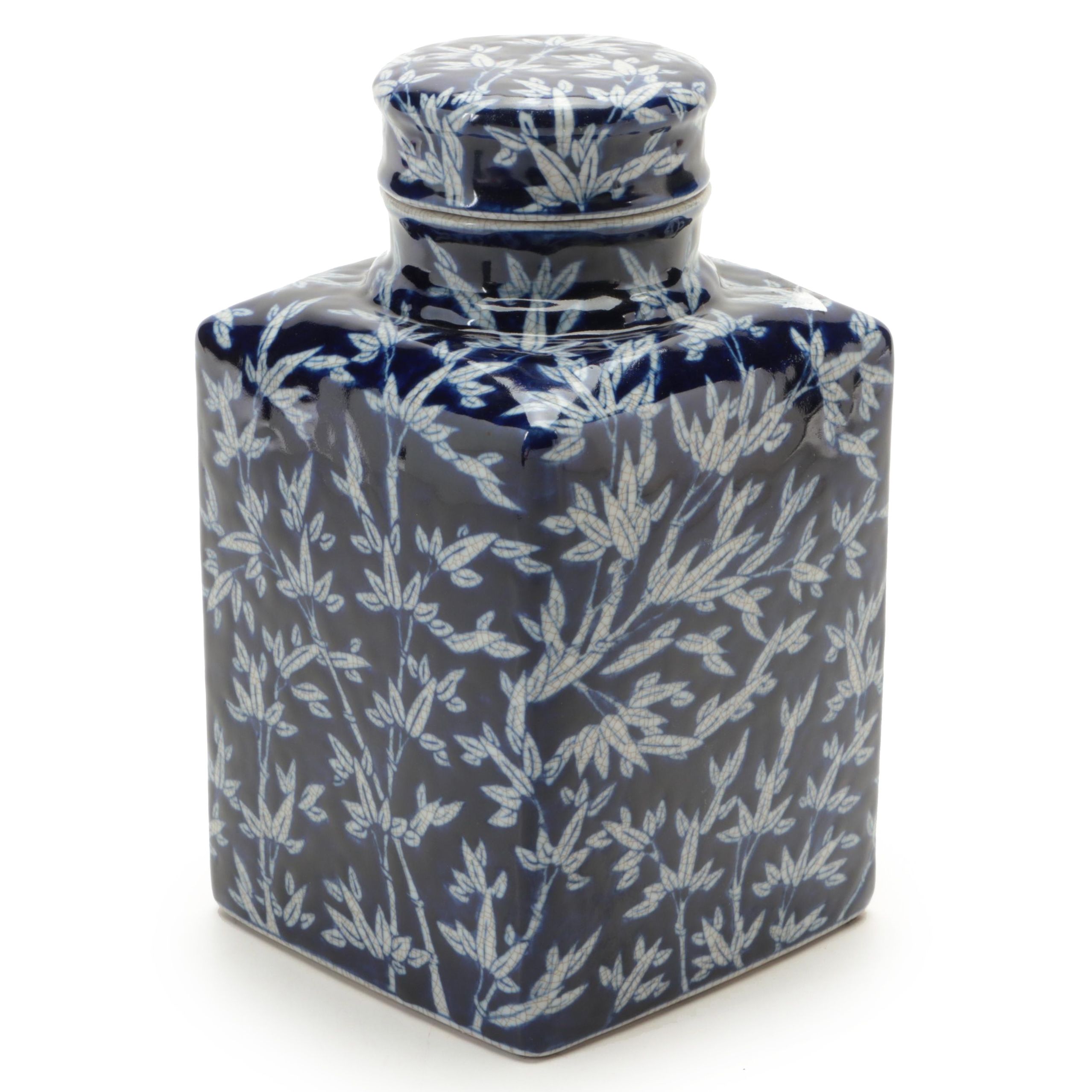 Chinese Crackle Glaze Bamboo Motif Ginger Jar