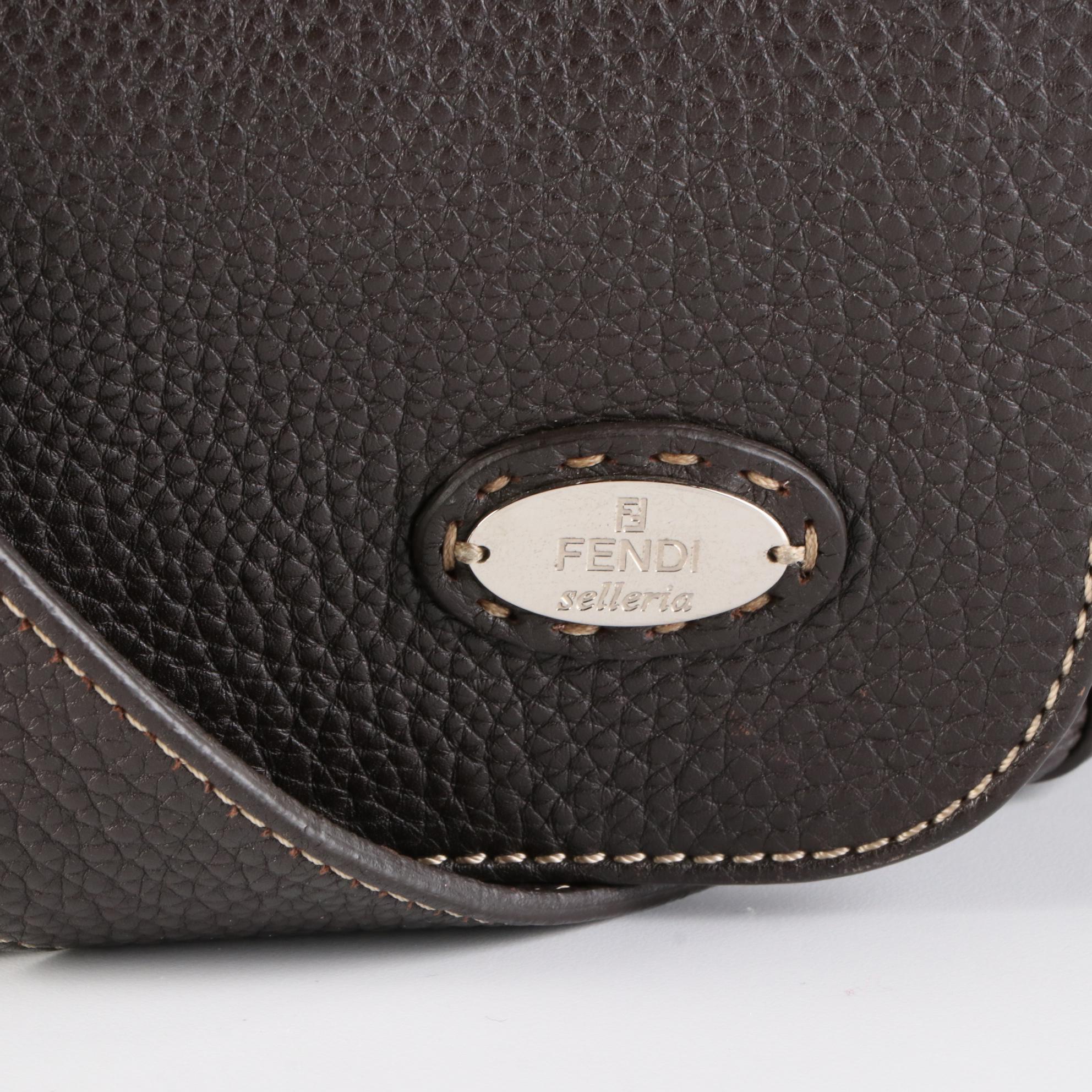 Fendi Selleria Grained Leather Messenger Flap Bag