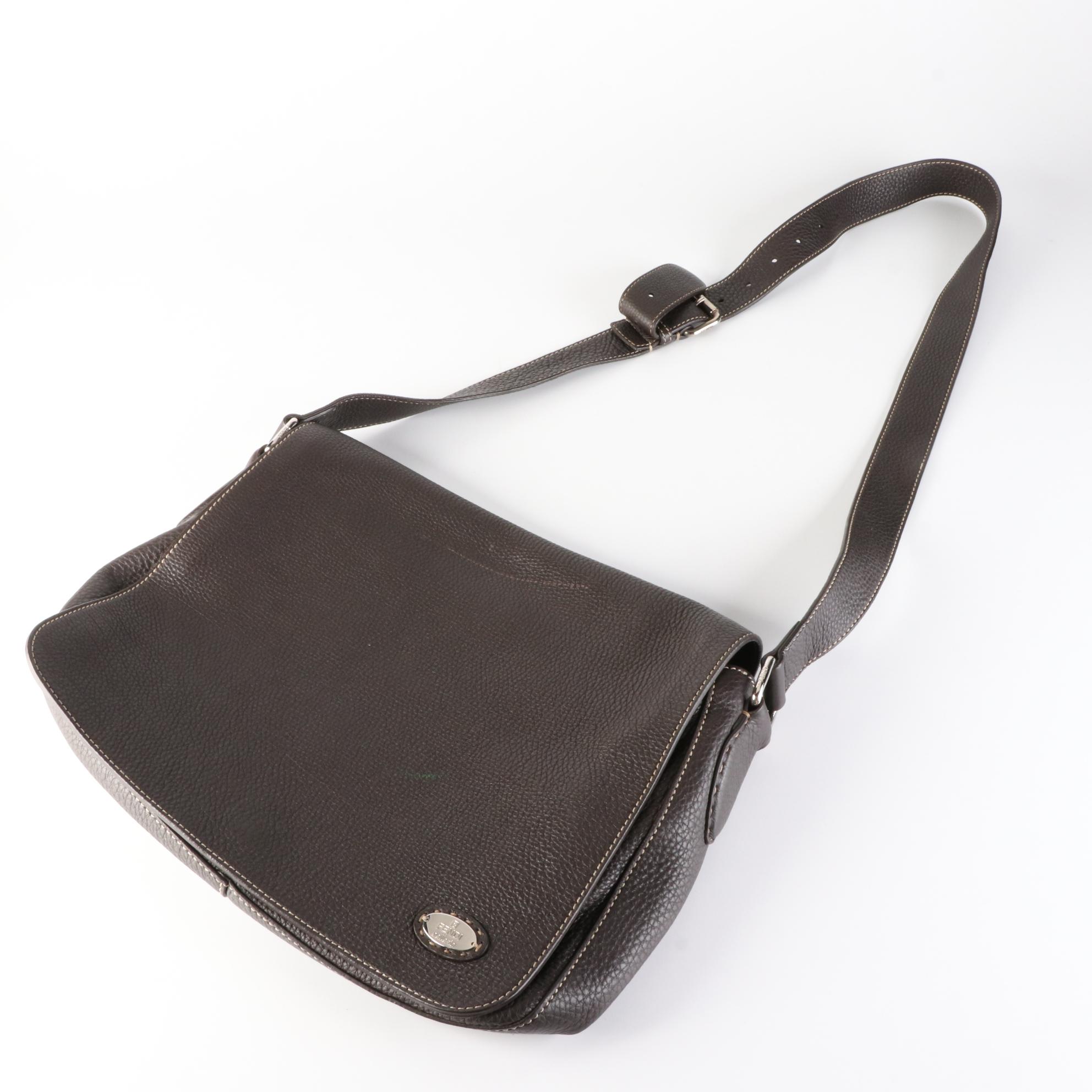 Fendi Selleria Grained Leather Messenger Flap Bag