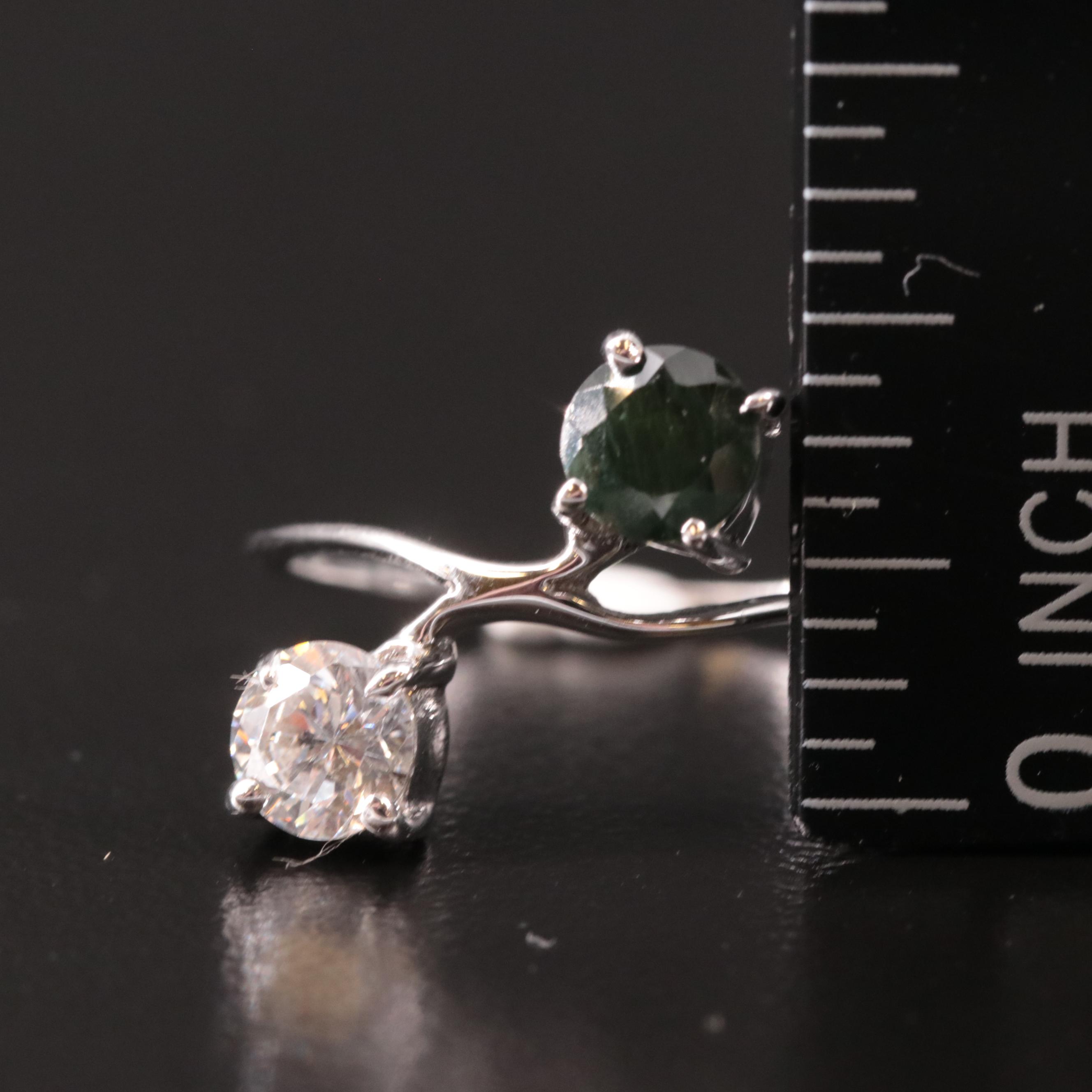 Sterling Sapphire and Cubic Zirconia Toi et Moi Ring