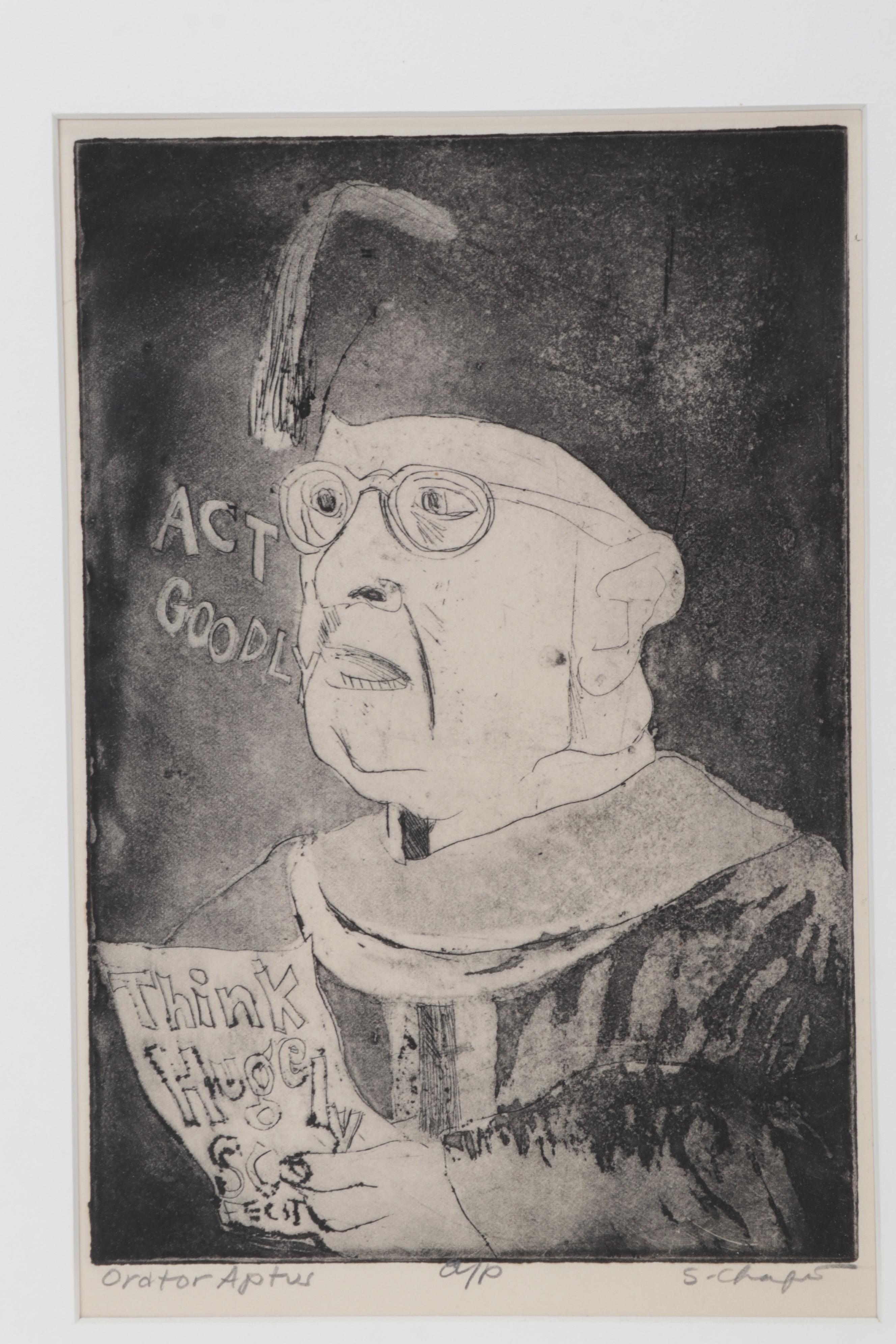 Sidney Chafetz Etching With Aquatint "Orator Aptus," 1963