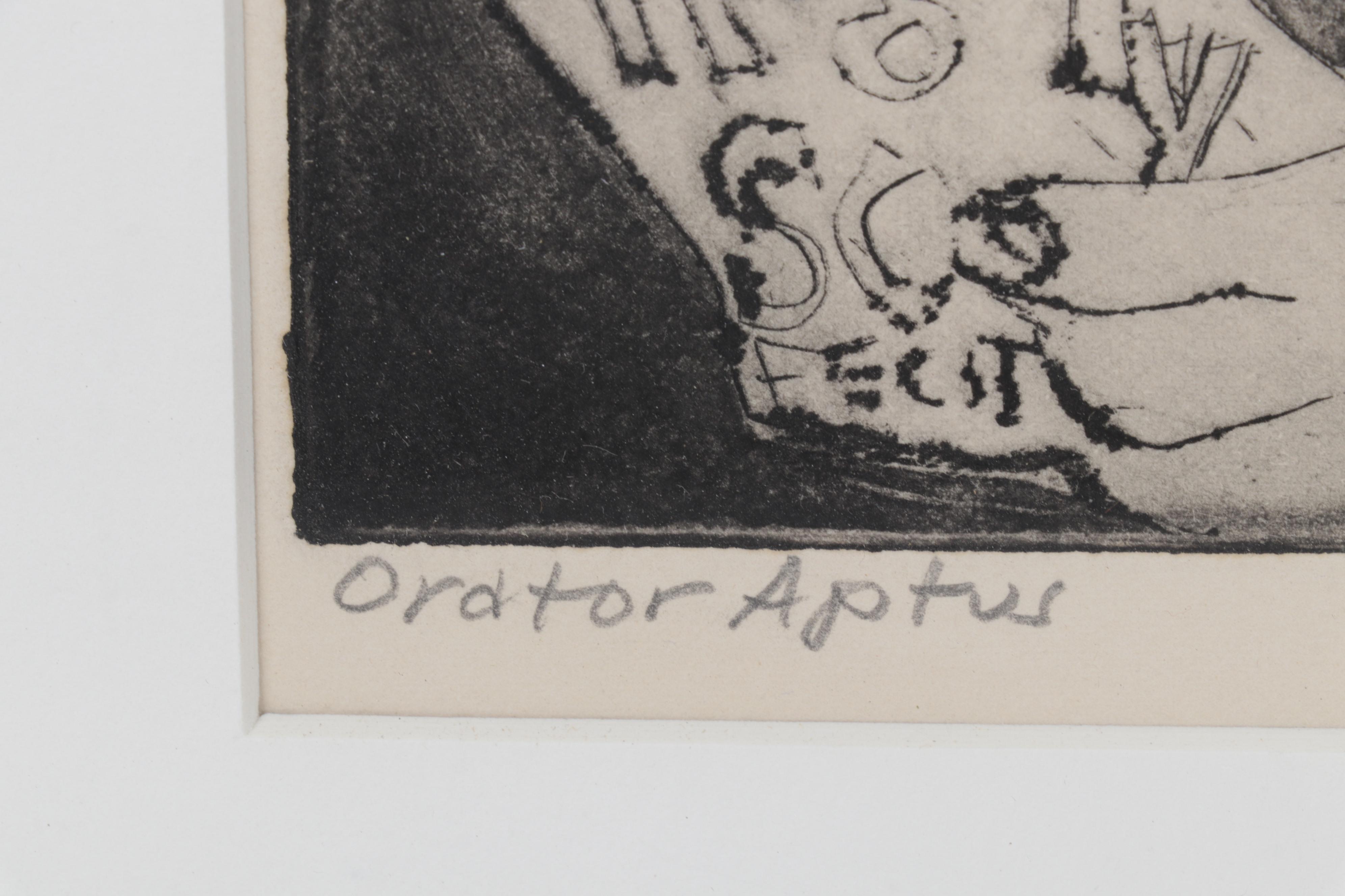Sidney Chafetz Etching With Aquatint "Orator Aptus," 1963
