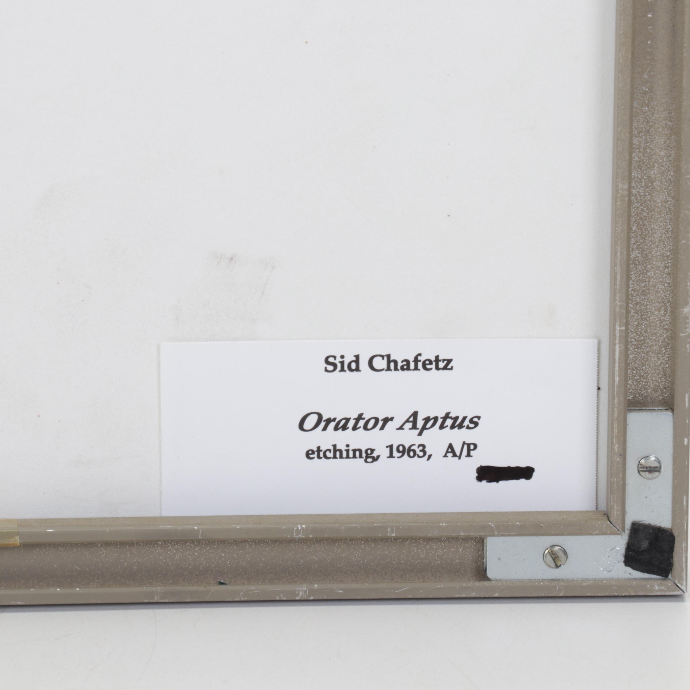 Sidney Chafetz Etching With Aquatint "Orator Aptus," 1963