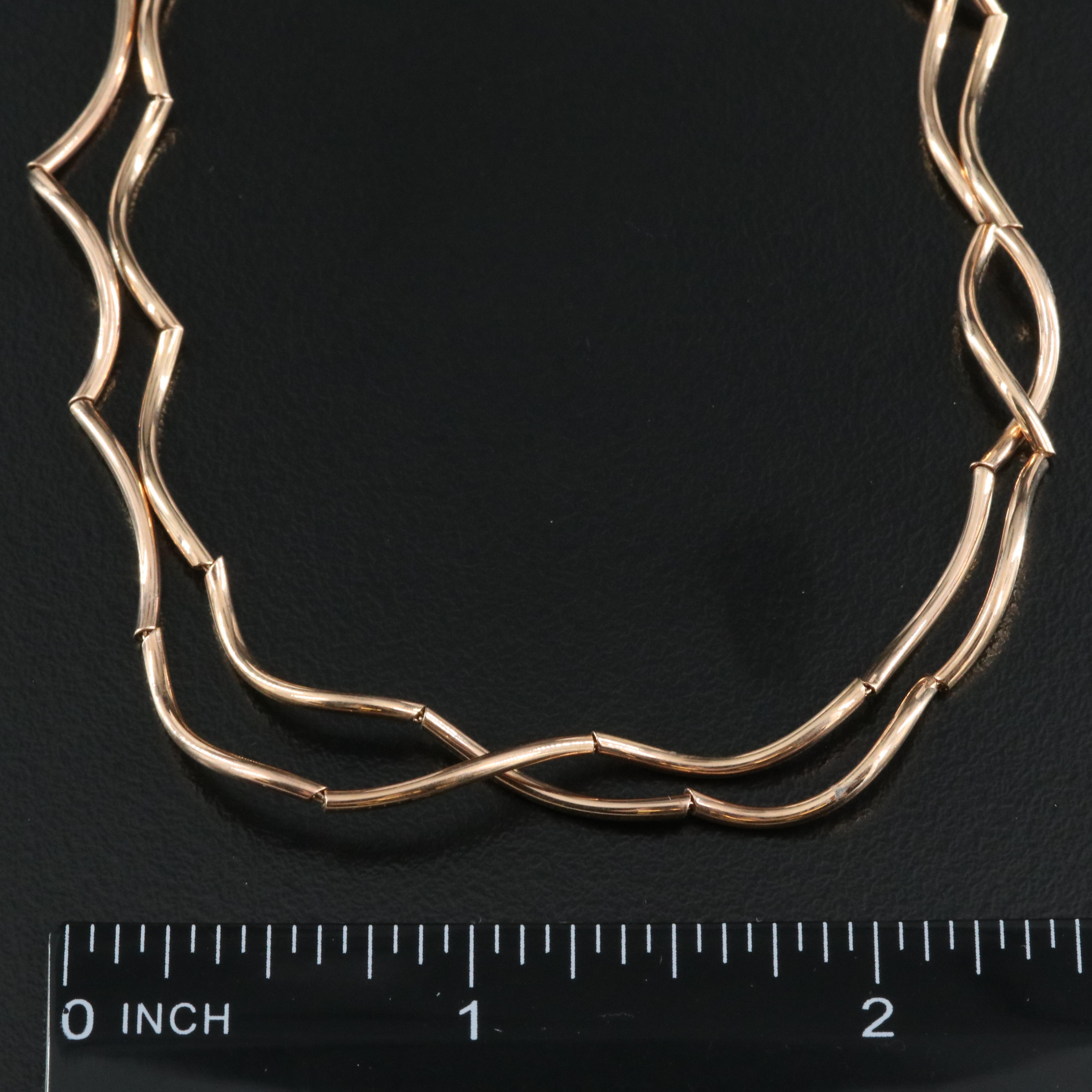 Italian 18K Rose Gold Scalloped Necklace