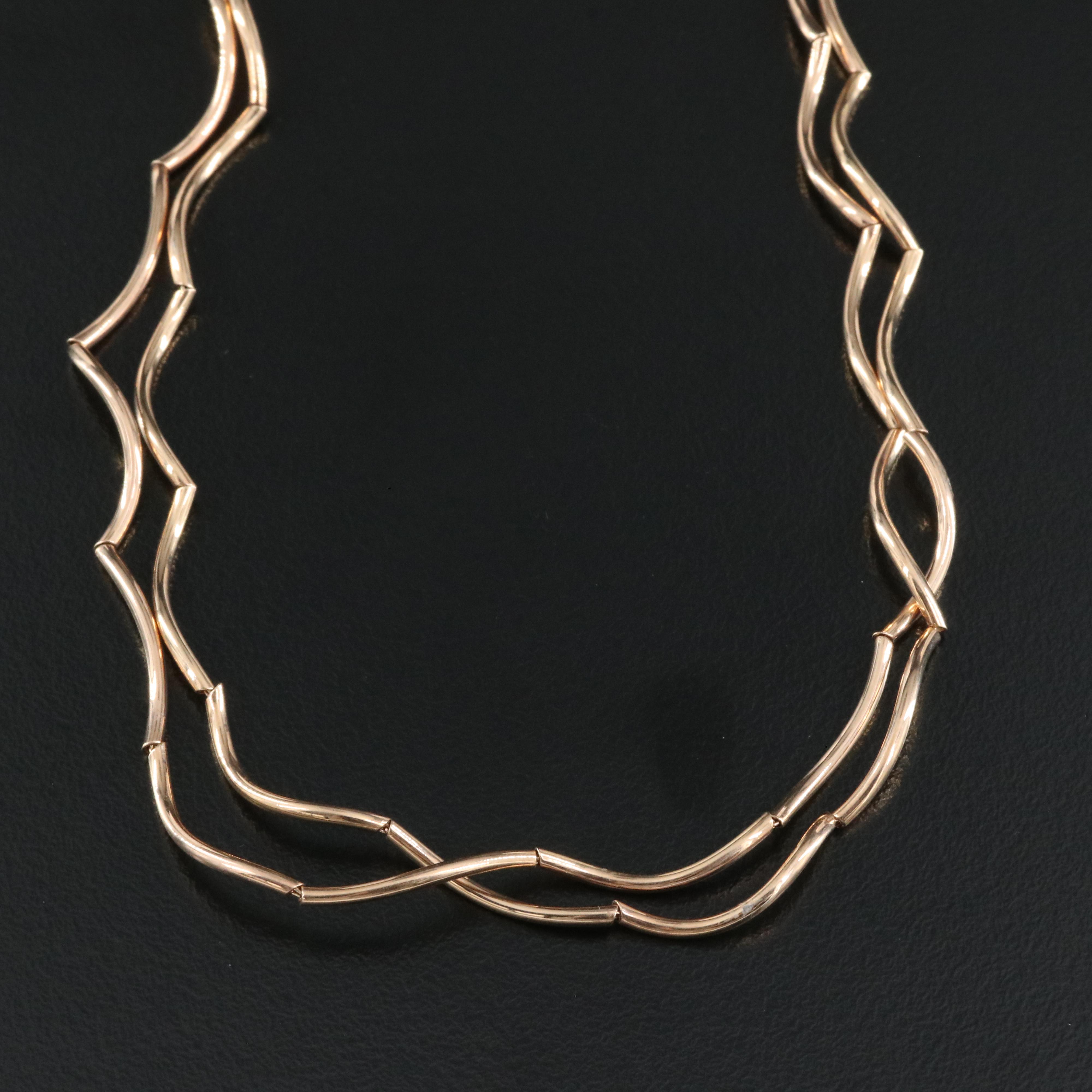 Italian 18K Rose Gold Scalloped Necklace