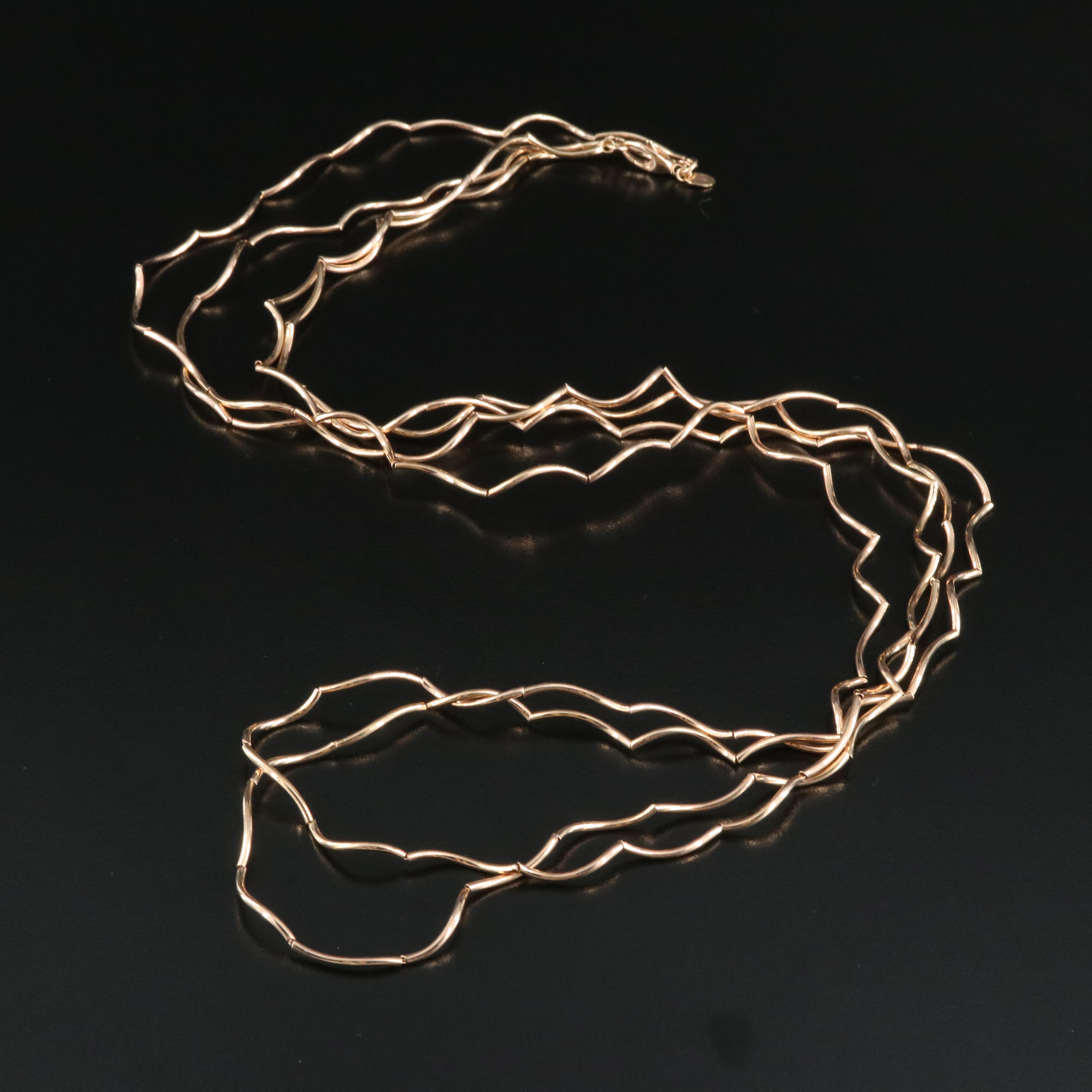 Italian 18K Rose Gold Scalloped Necklace