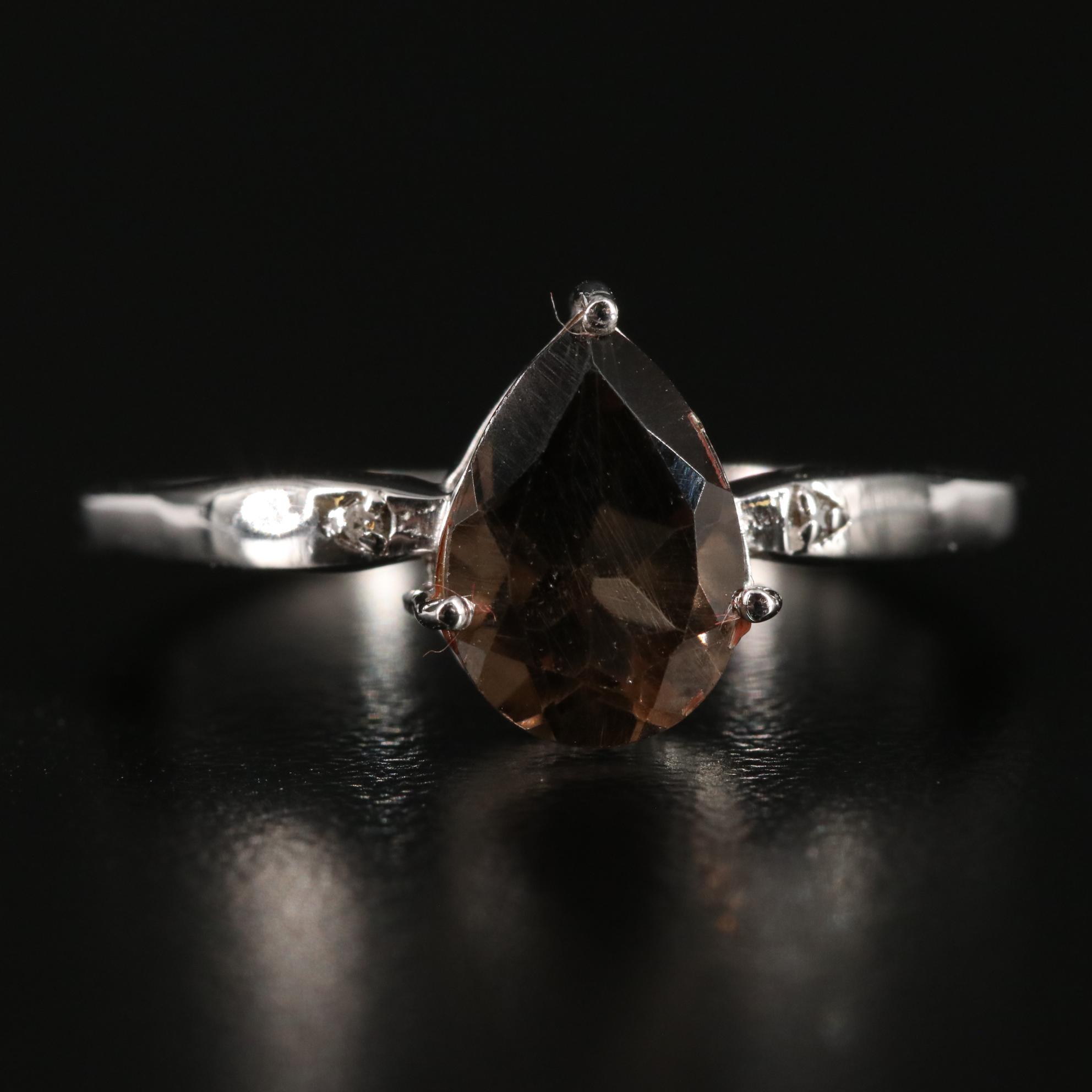 Sterling Smoky Quartz Tapered Ring