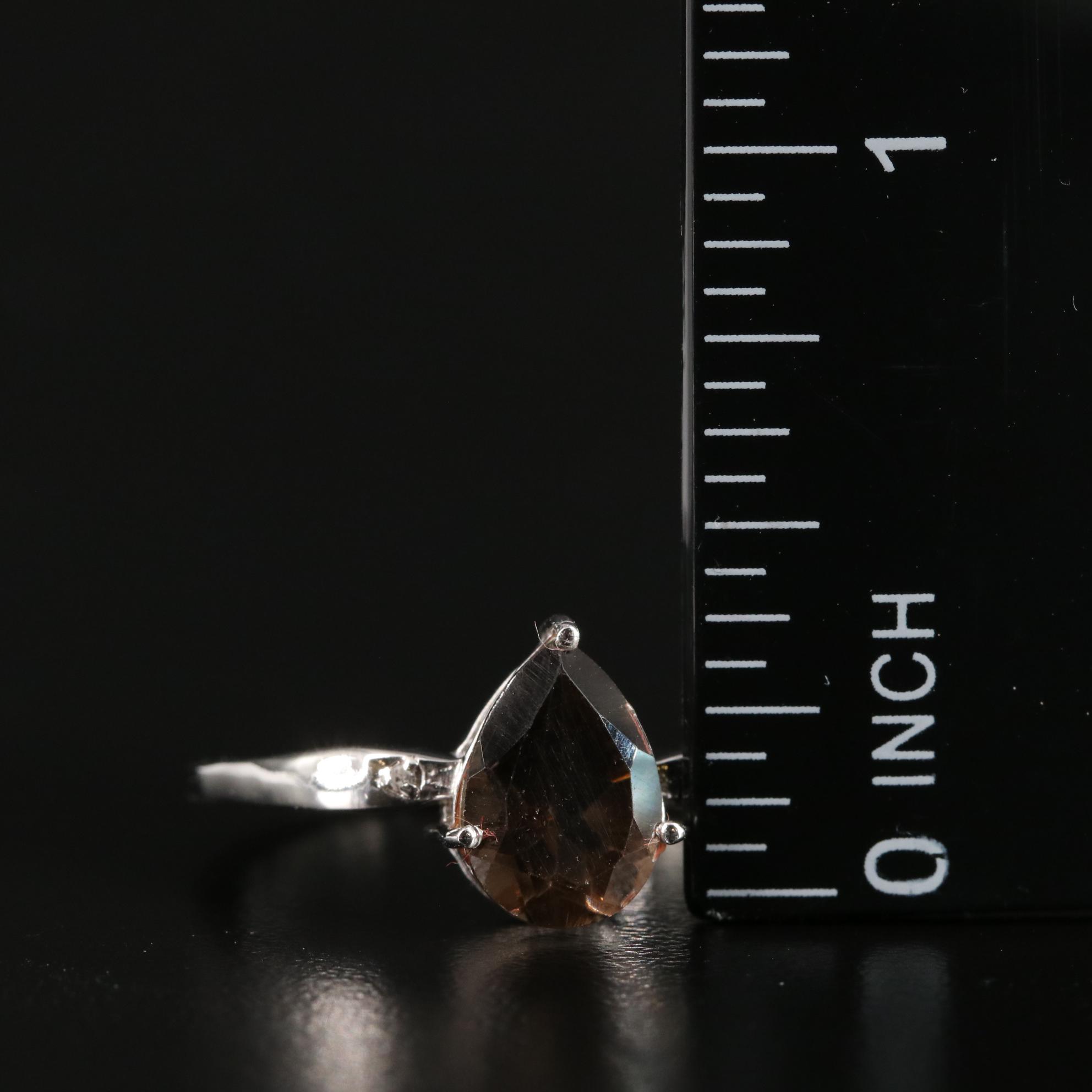 Sterling Smoky Quartz Tapered Ring