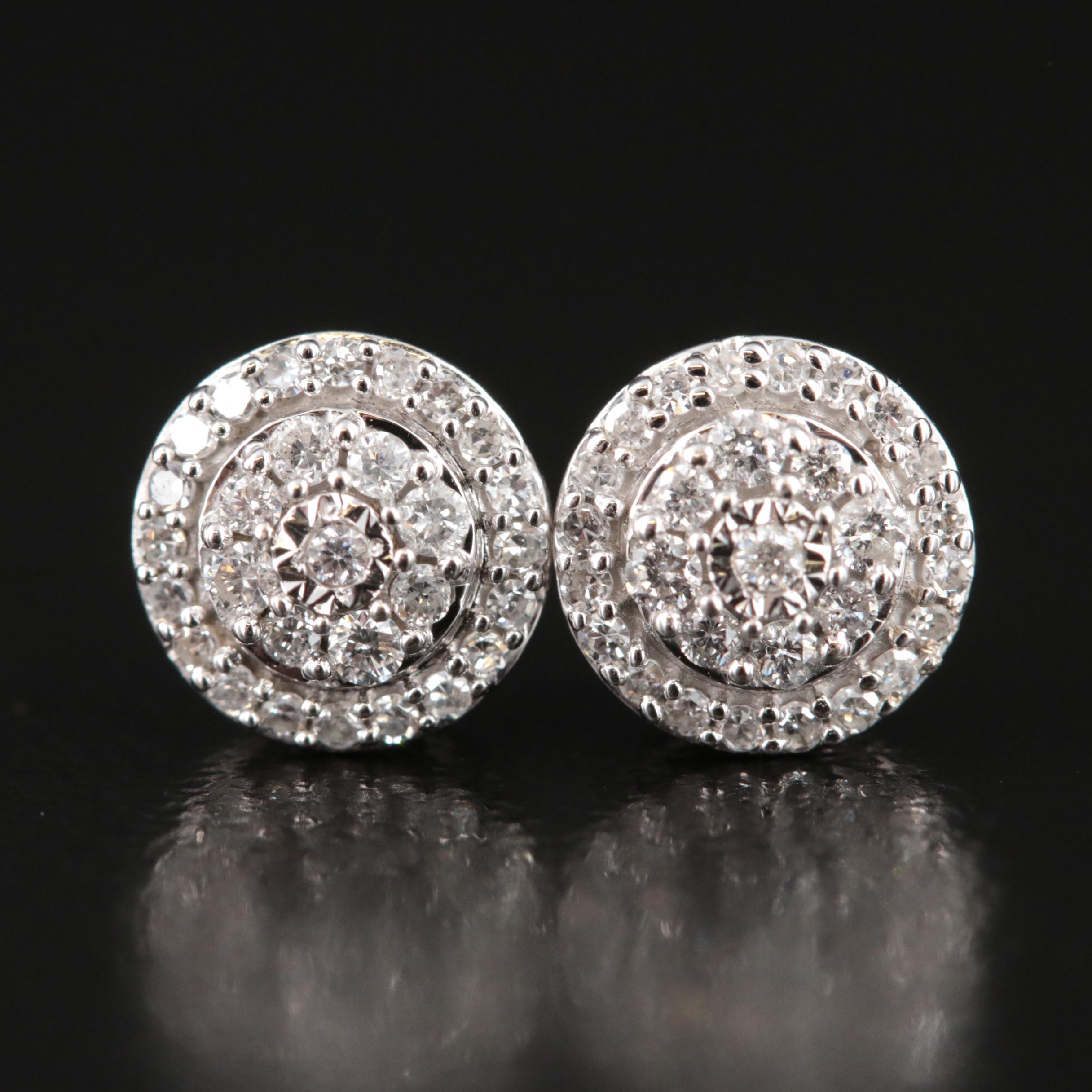10K 0.26 CTW Diamond Halo Earrings