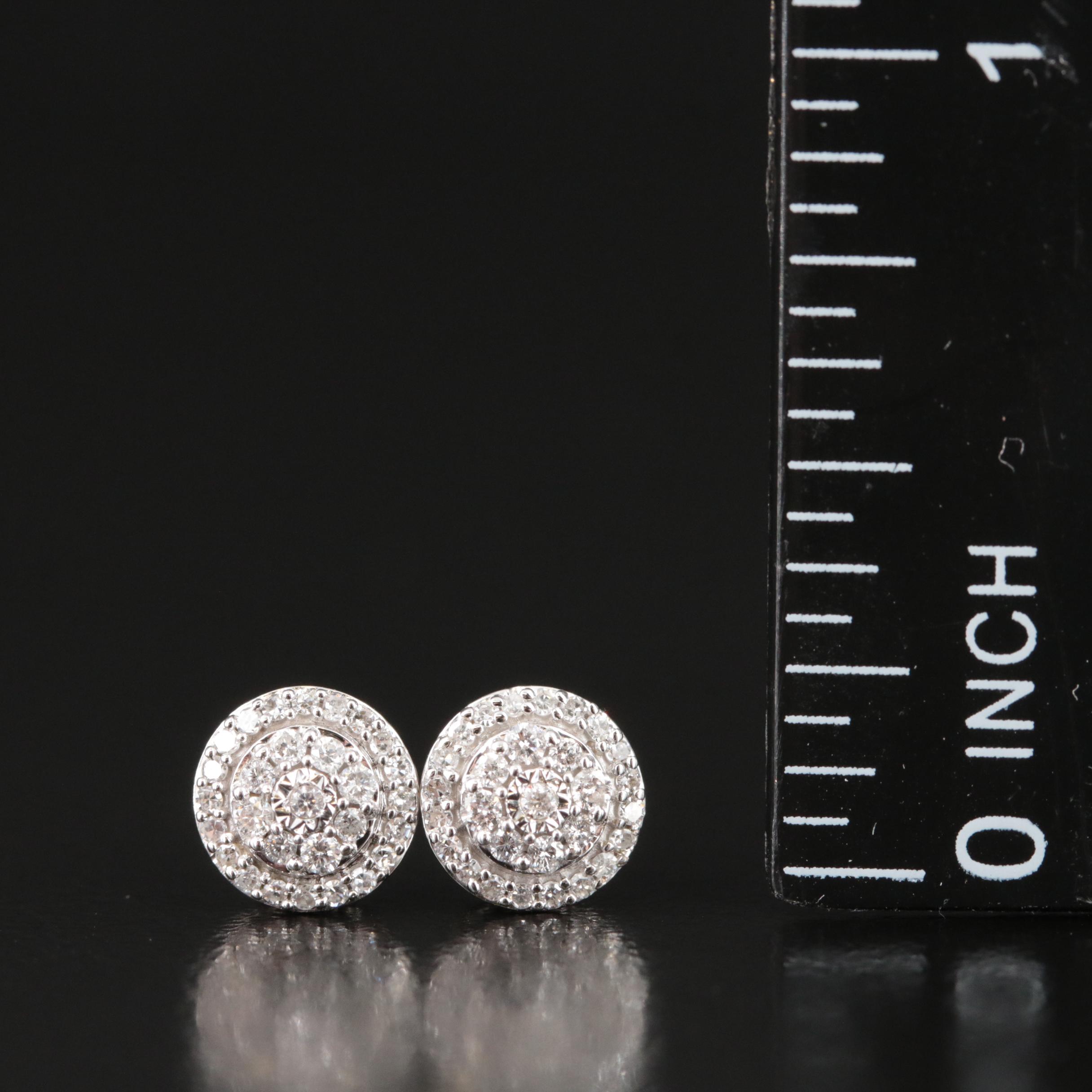 10K 0.26 CTW Diamond Halo Earrings