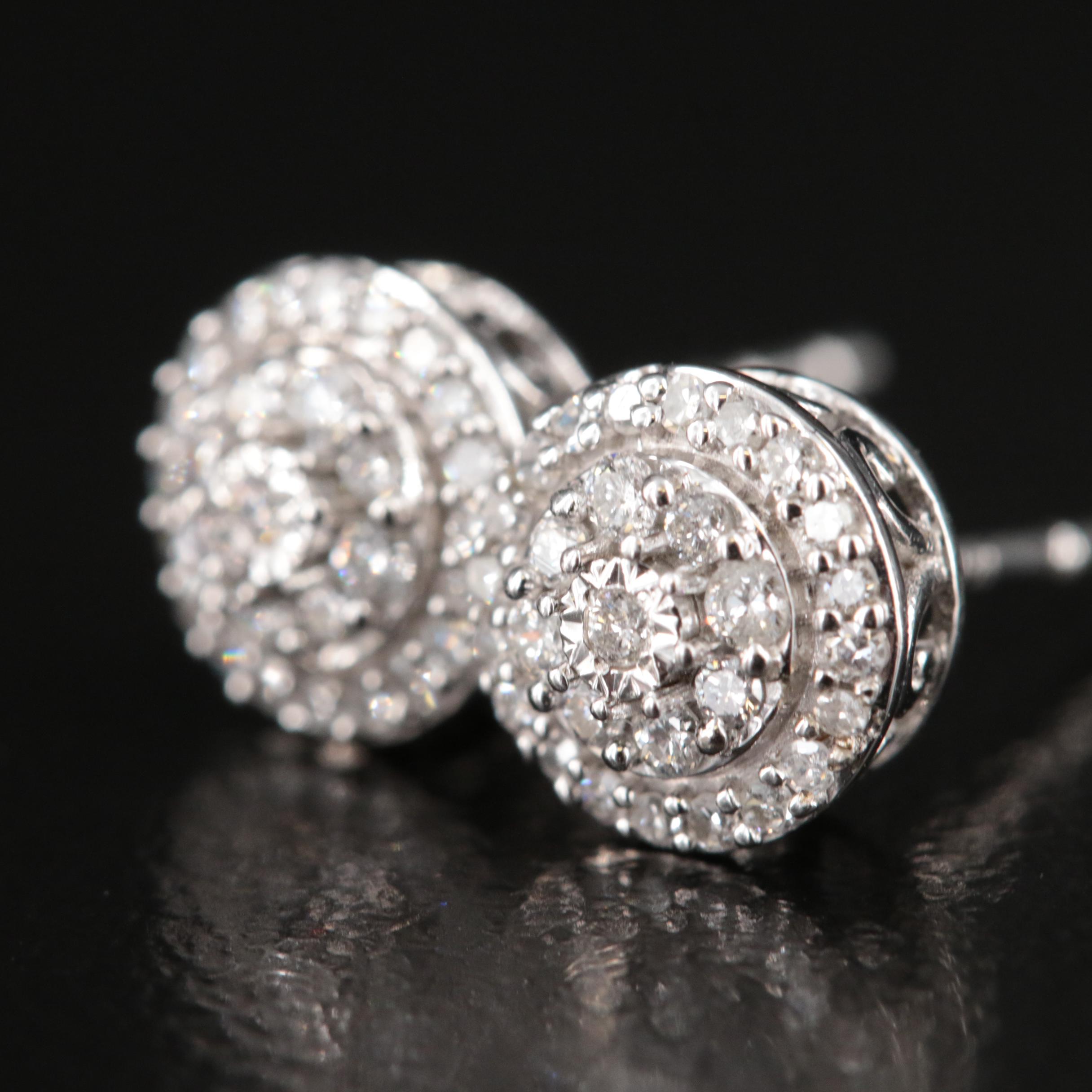 10K 0.26 CTW Diamond Halo Earrings