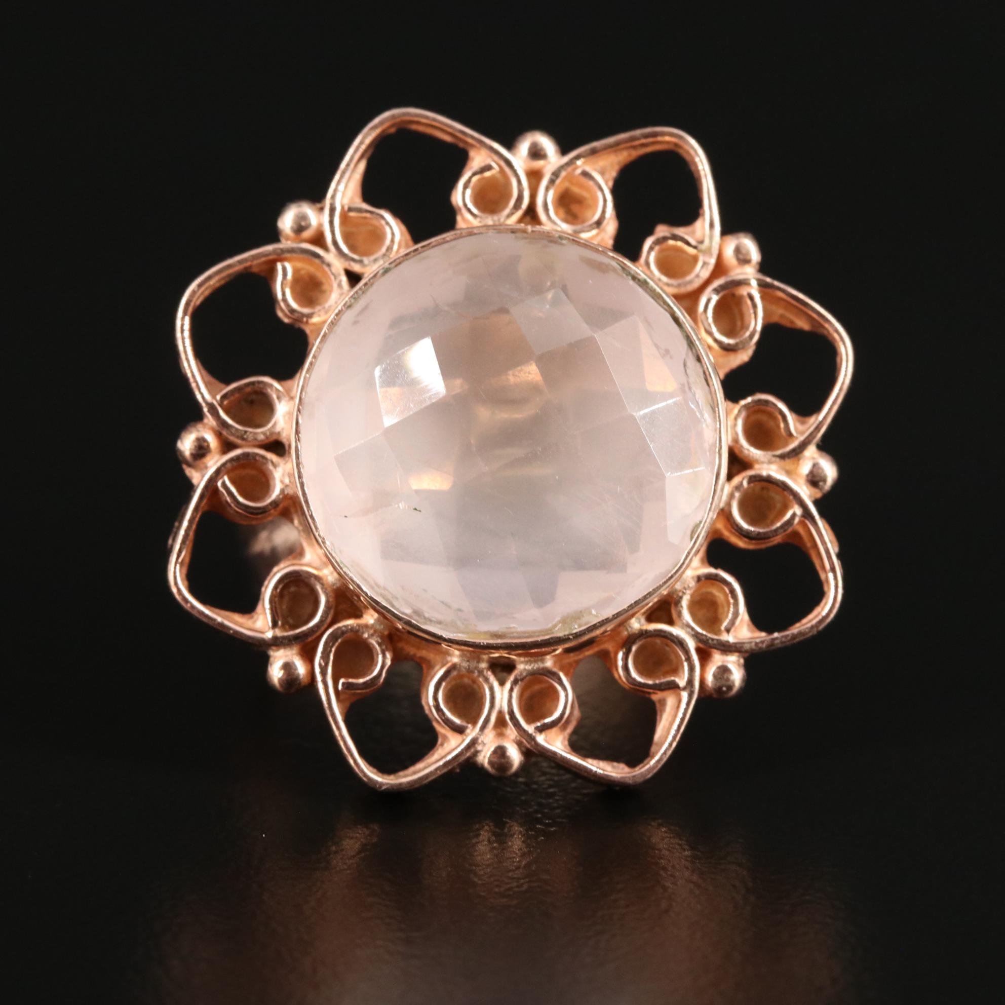Rose Quartz Floral Ring