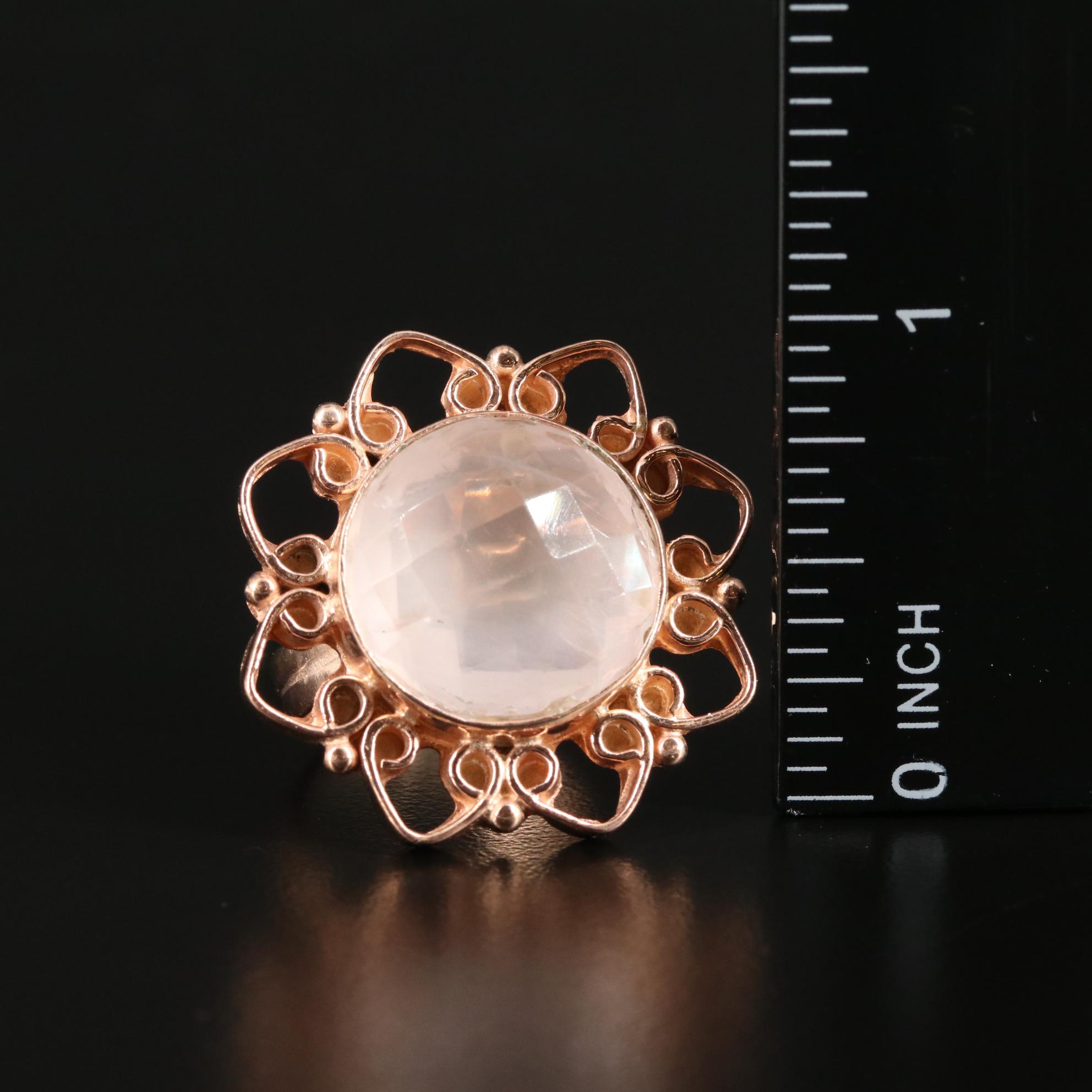Rose Quartz Floral Ring