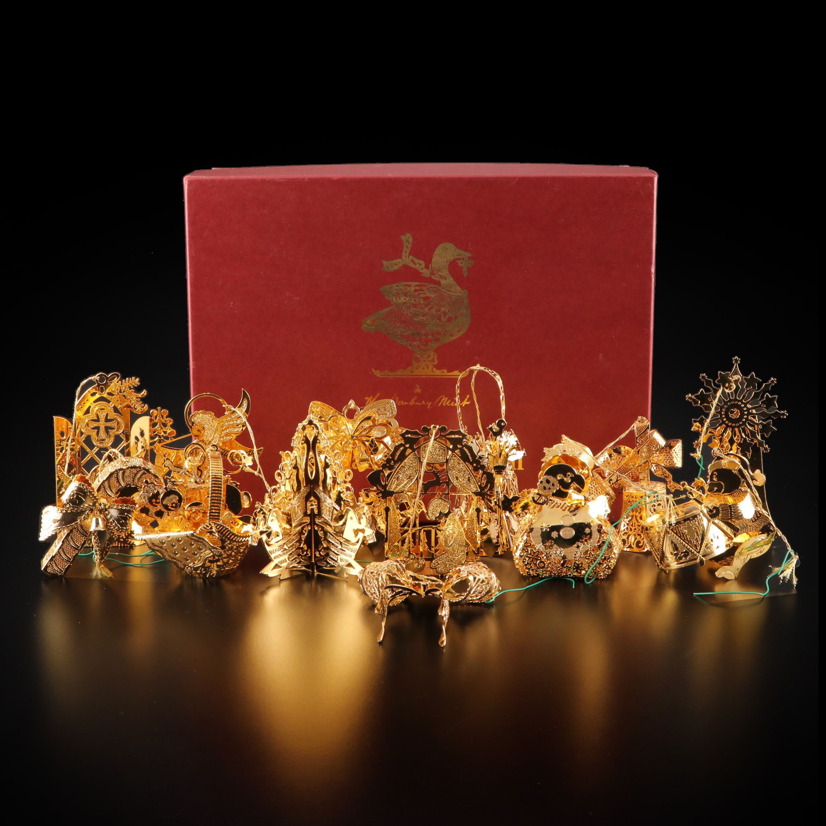Danbury Mint Gold Tone Metal Christmas Ornaments
