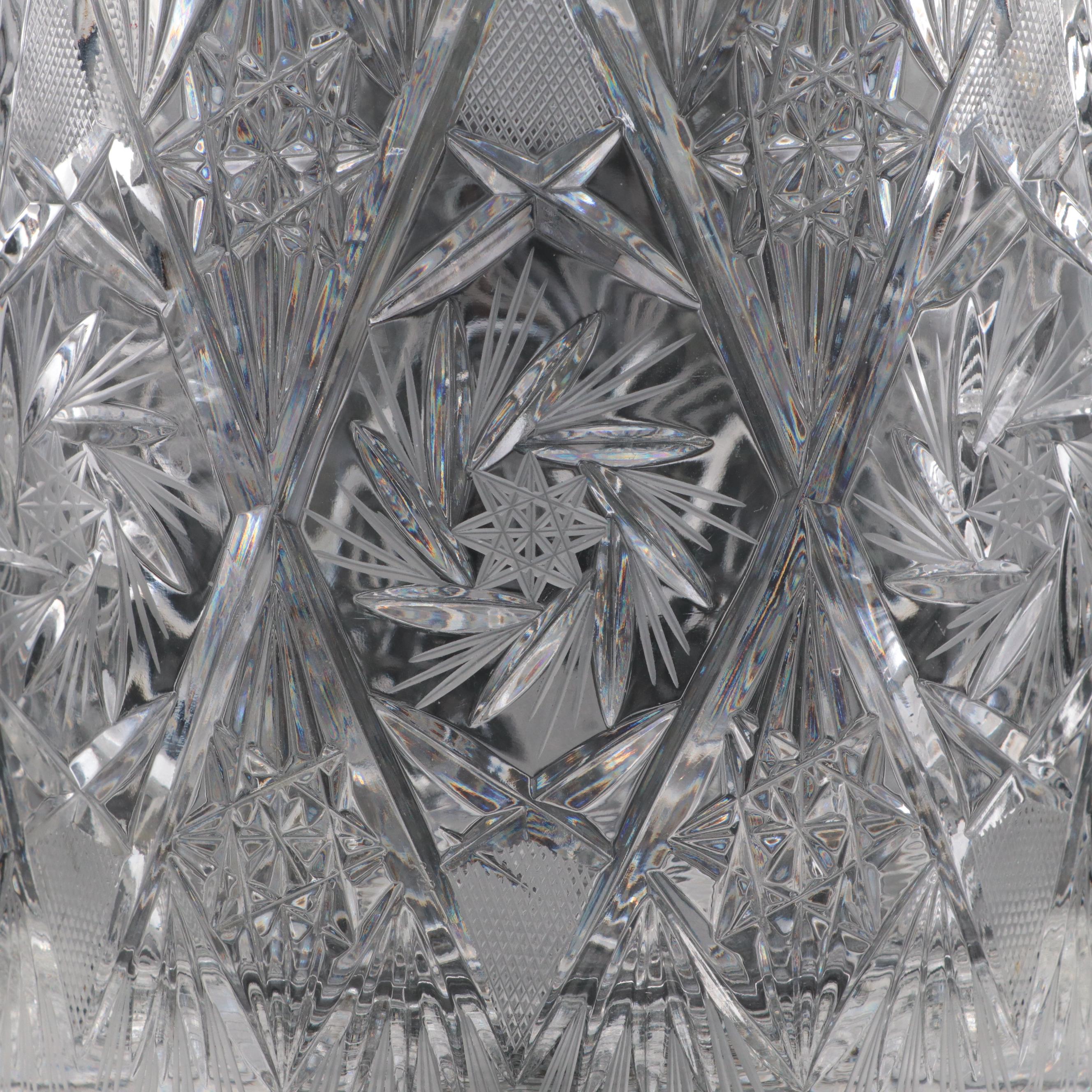 American Brilliant Style Cut Glass Biscuit Barrel