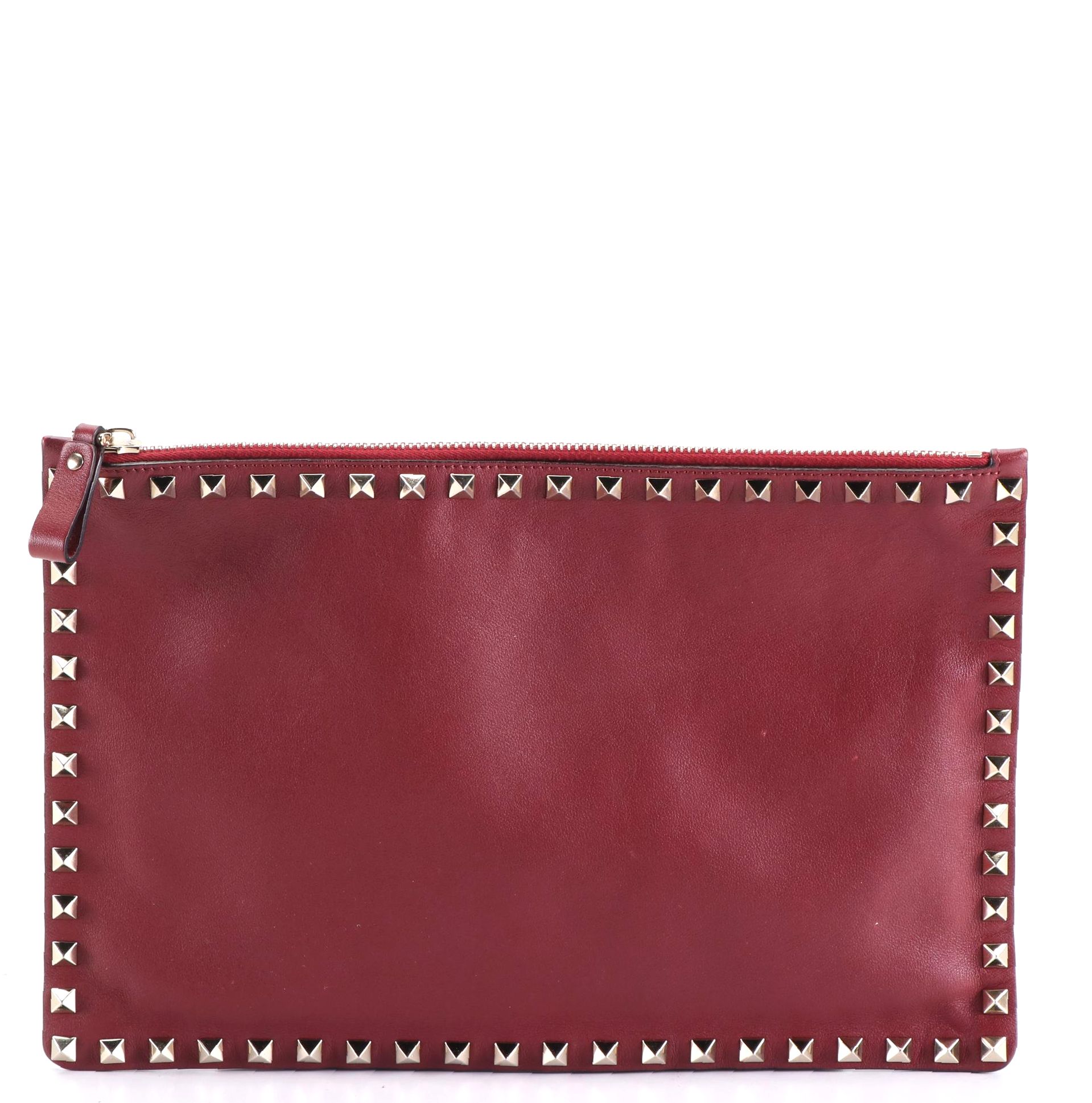 Valentino  Rockstud Zip Pouch Medium in Calfskin Leather
