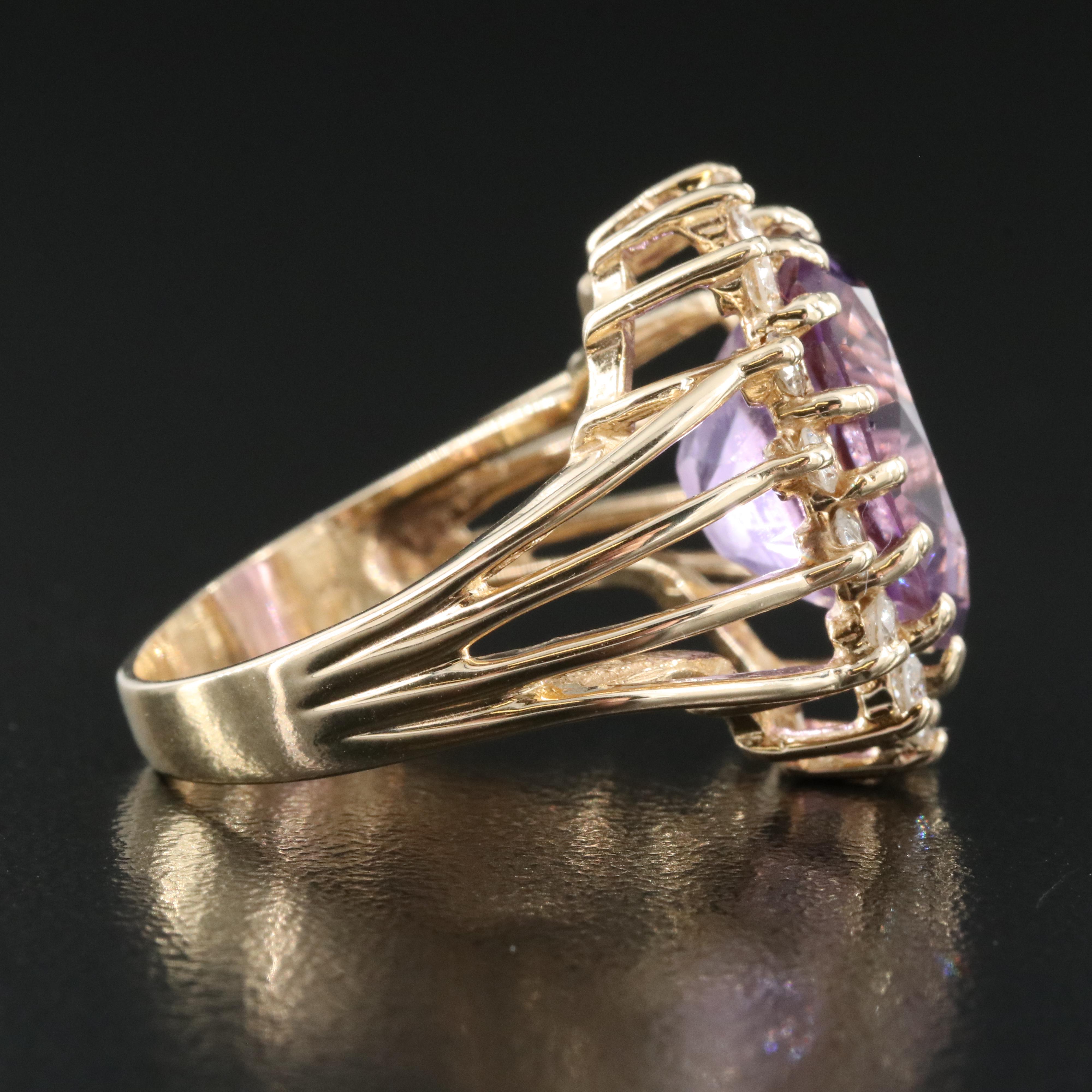 14K 7.65 CT Amethyst and Diamond Ring