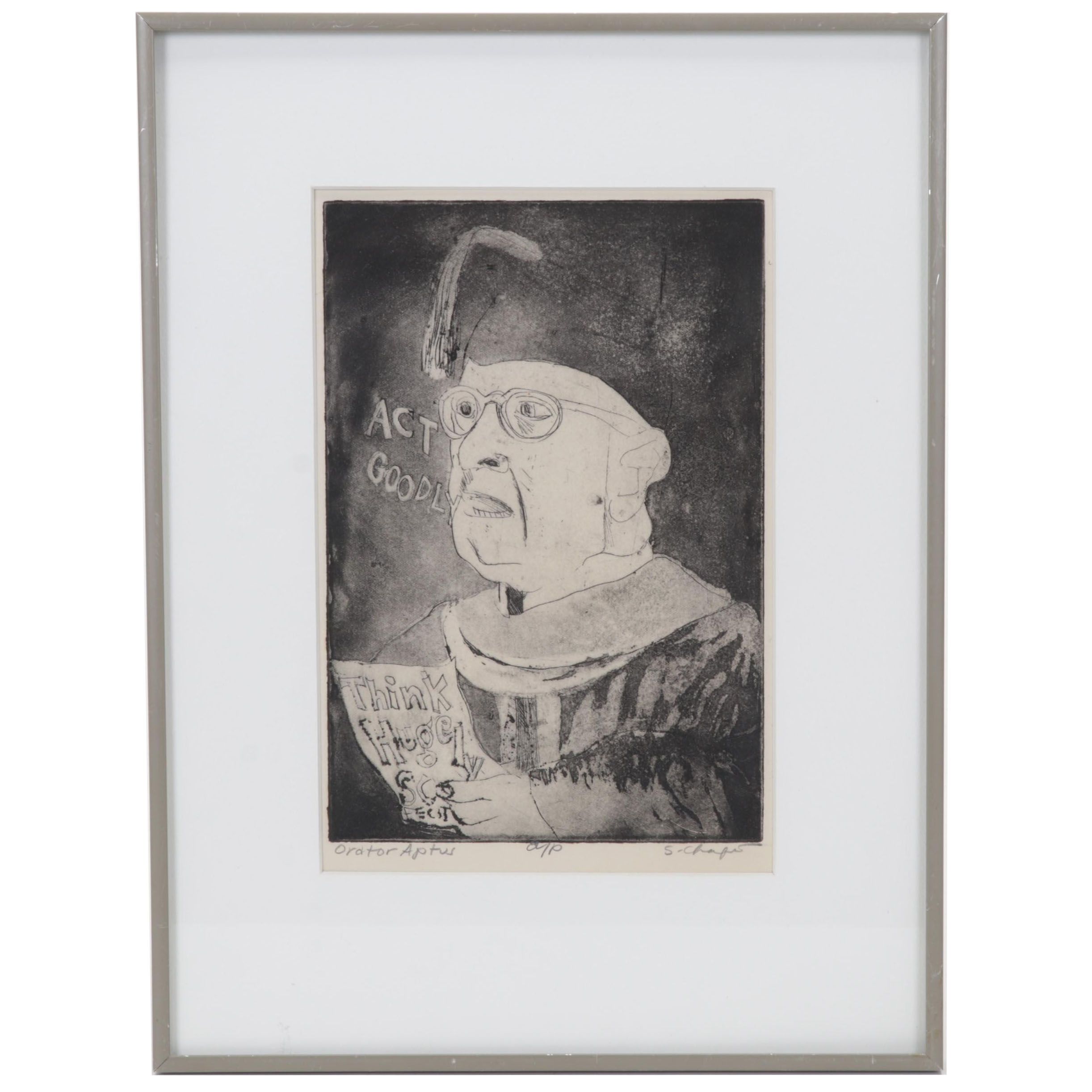 Sidney Chafetz Etching With Aquatint "Orator Aptus," 1963