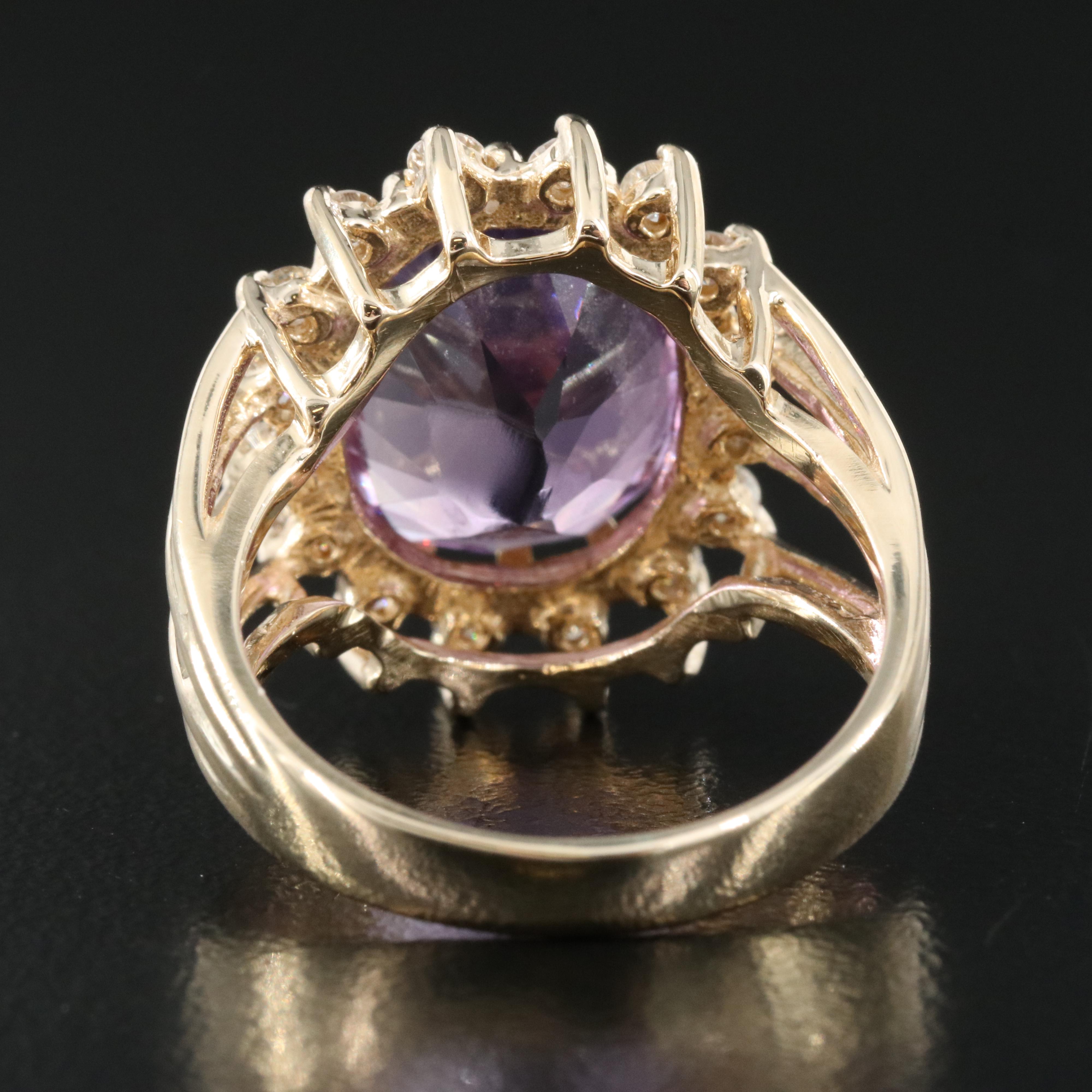 14K 7.65 CT Amethyst and Diamond Ring
