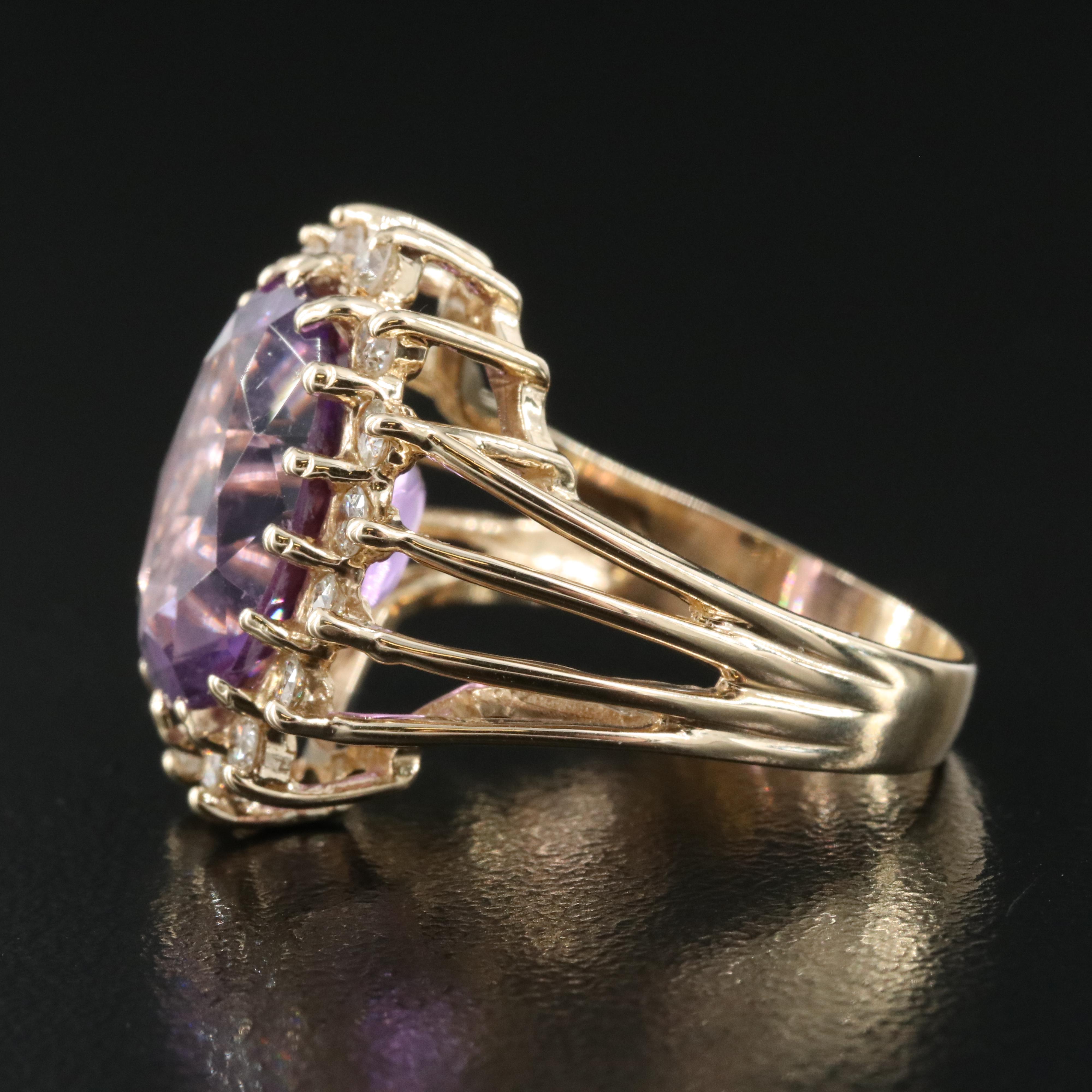 14K 7.65 CT Amethyst and Diamond Ring
