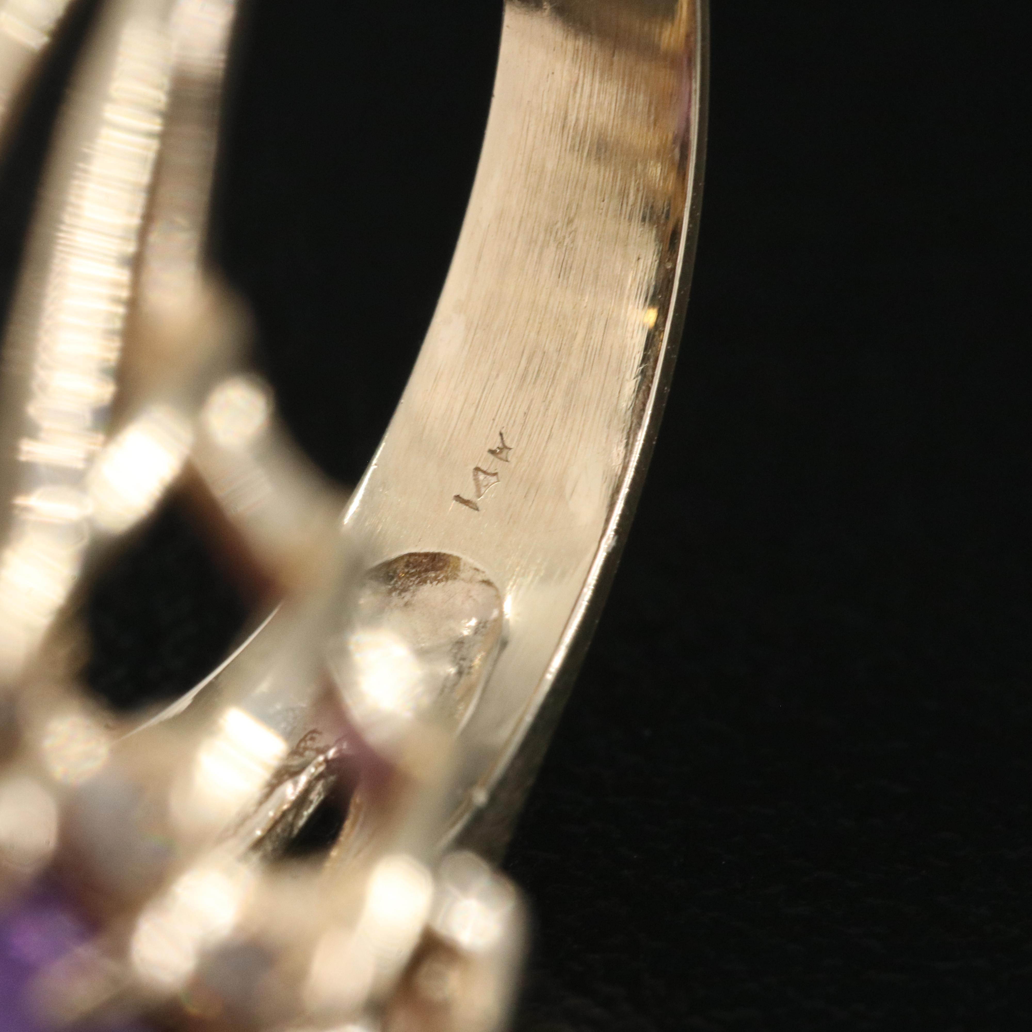 14K 7.65 CT Amethyst and Diamond Ring