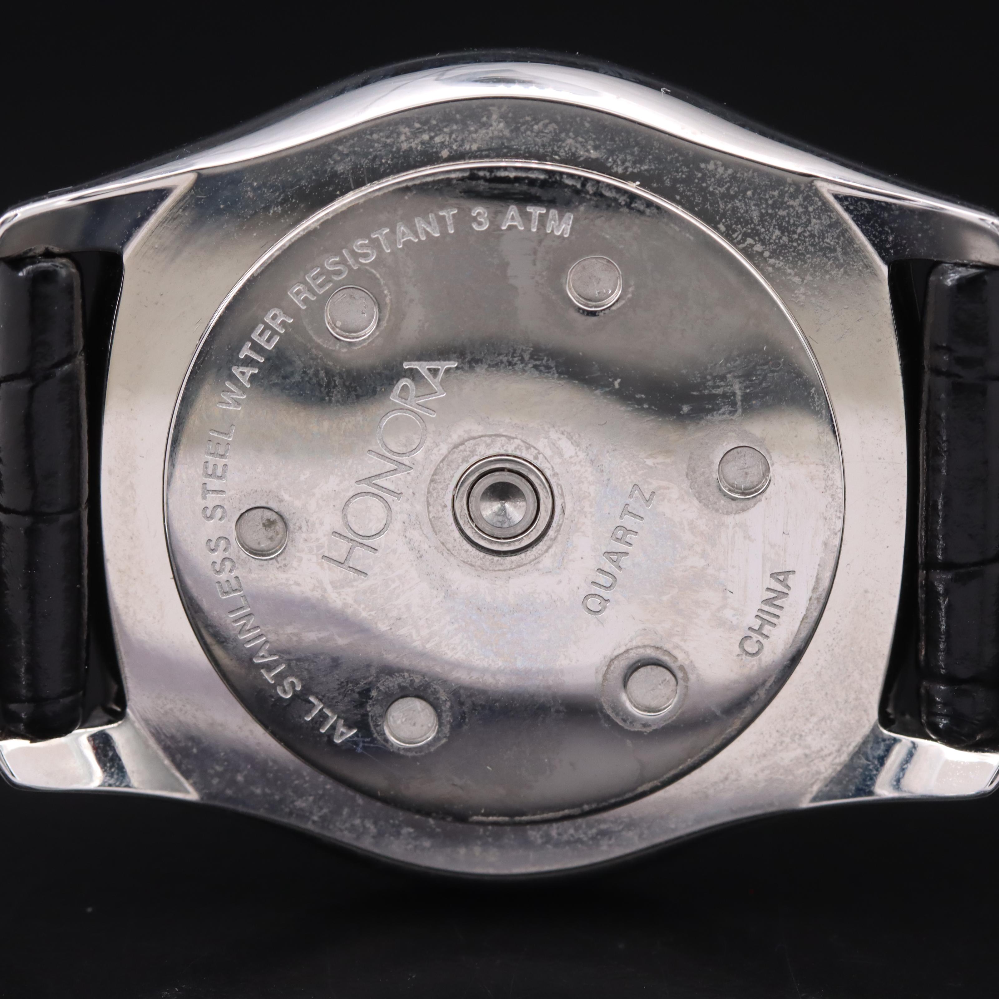 Stainless Steel Honora Mother-of-Pearl  Dial and Floating Black Pearl Watch