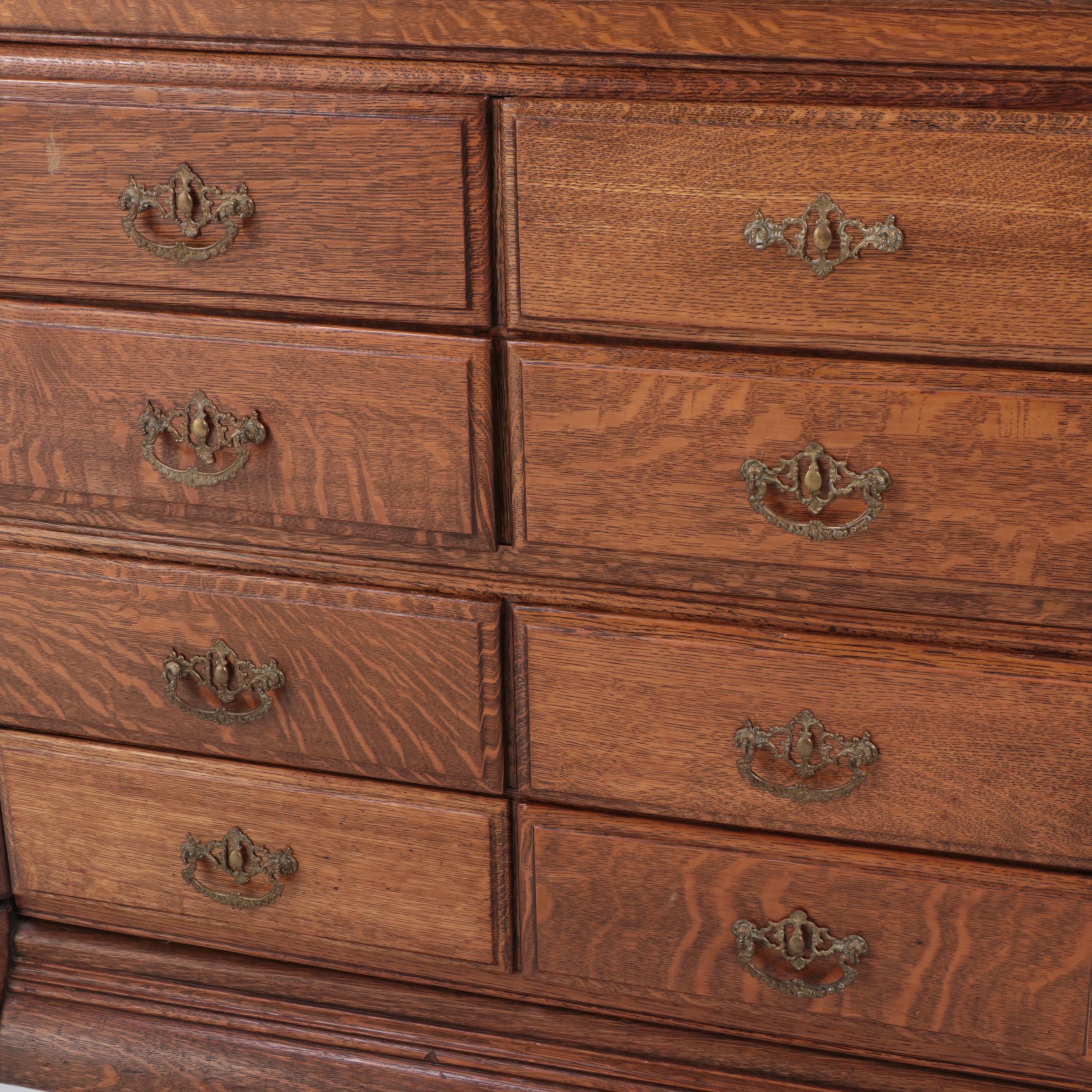 American Quartersawn Oak Eight-Drawer Stacking File Cabinet, Early 20th Century