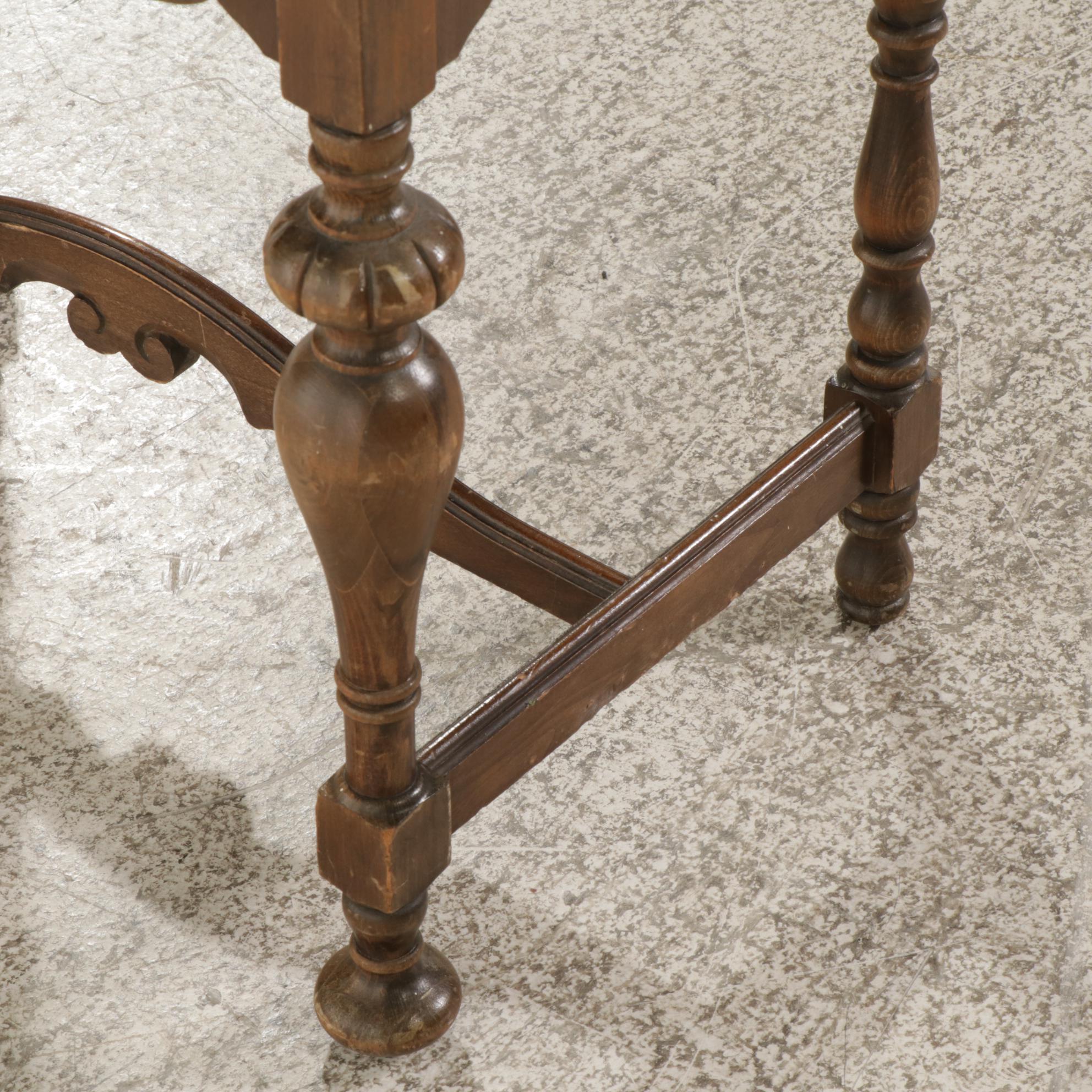 Jacobean Style Walnut Radio Cabinet with Sliding Doors, Mid 20th Century