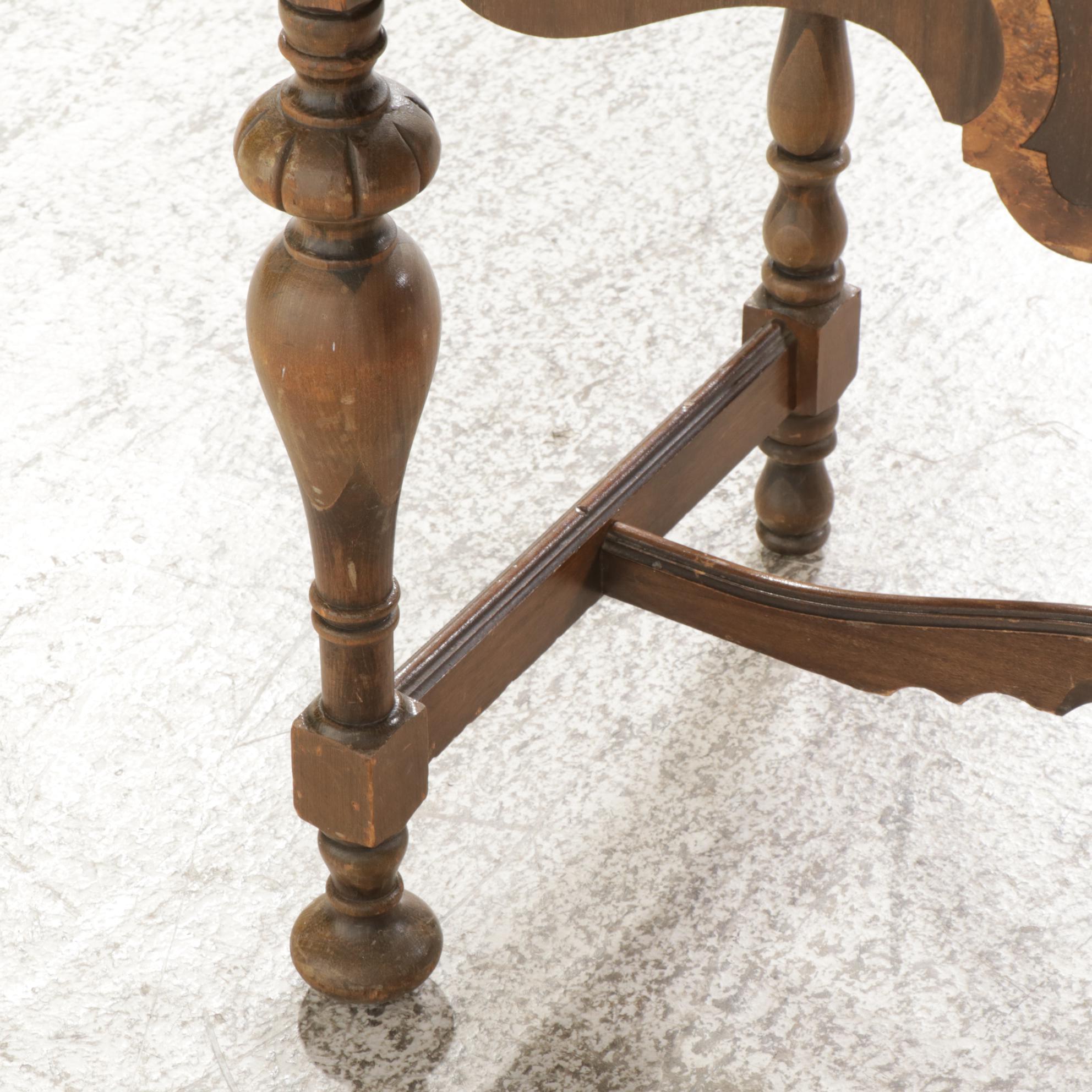 Jacobean Style Walnut Radio Cabinet with Sliding Doors, Mid 20th Century